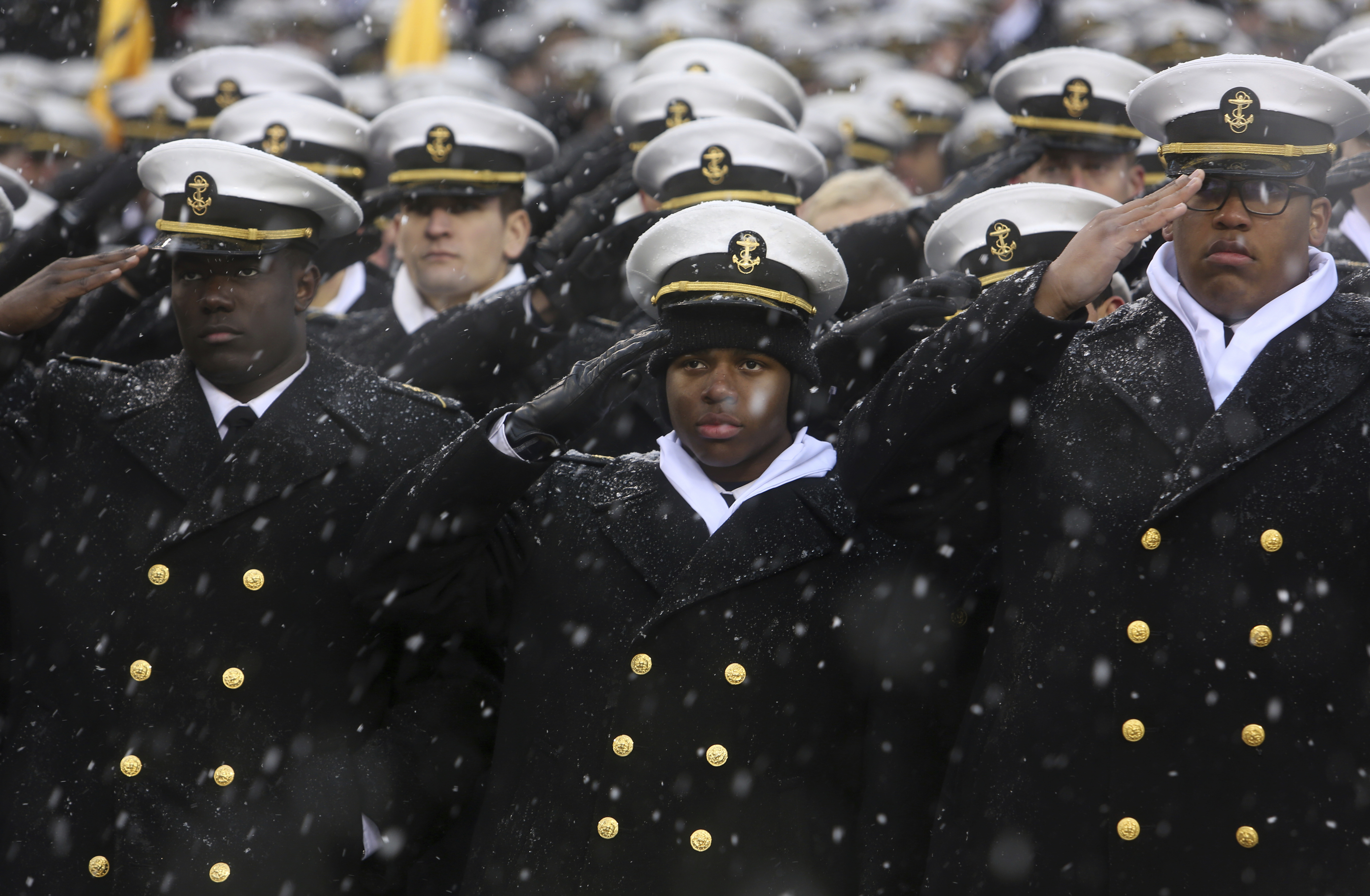 Navy Midshipmen salute during ... [Dec-09-2017]
