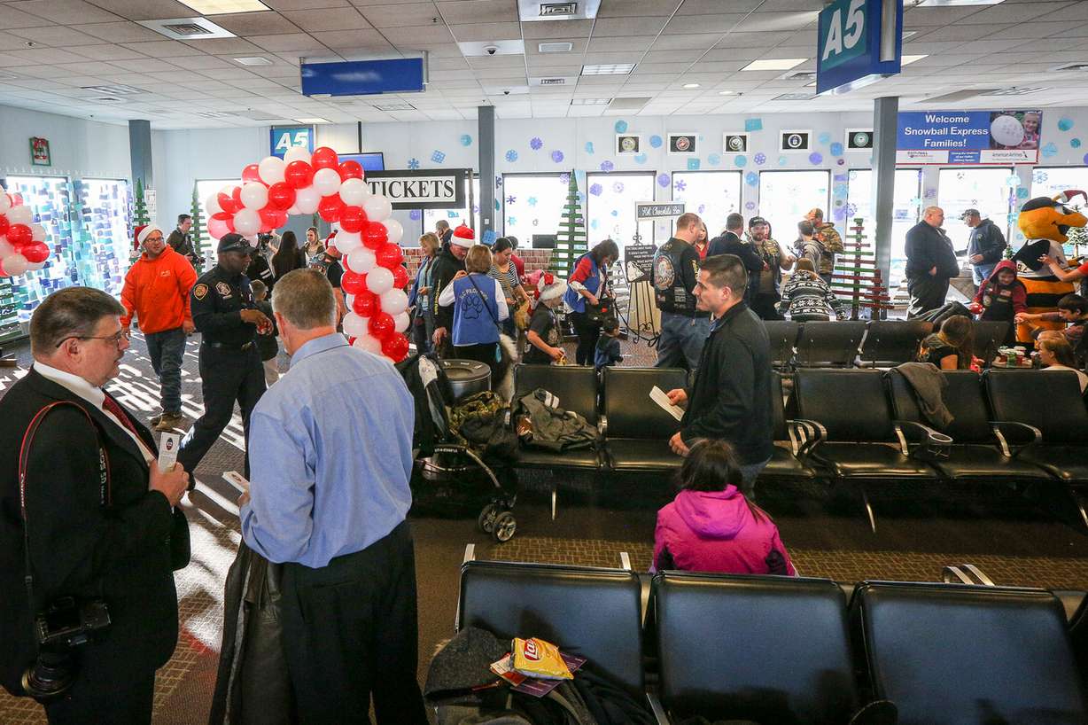 People mill about Terminal 1 during the Snowball Express at the Salt Lake City International Airport in Salt Lake City on Saturday, Dec. 9, 2017. (Photo: Adam Fondren, KSL)