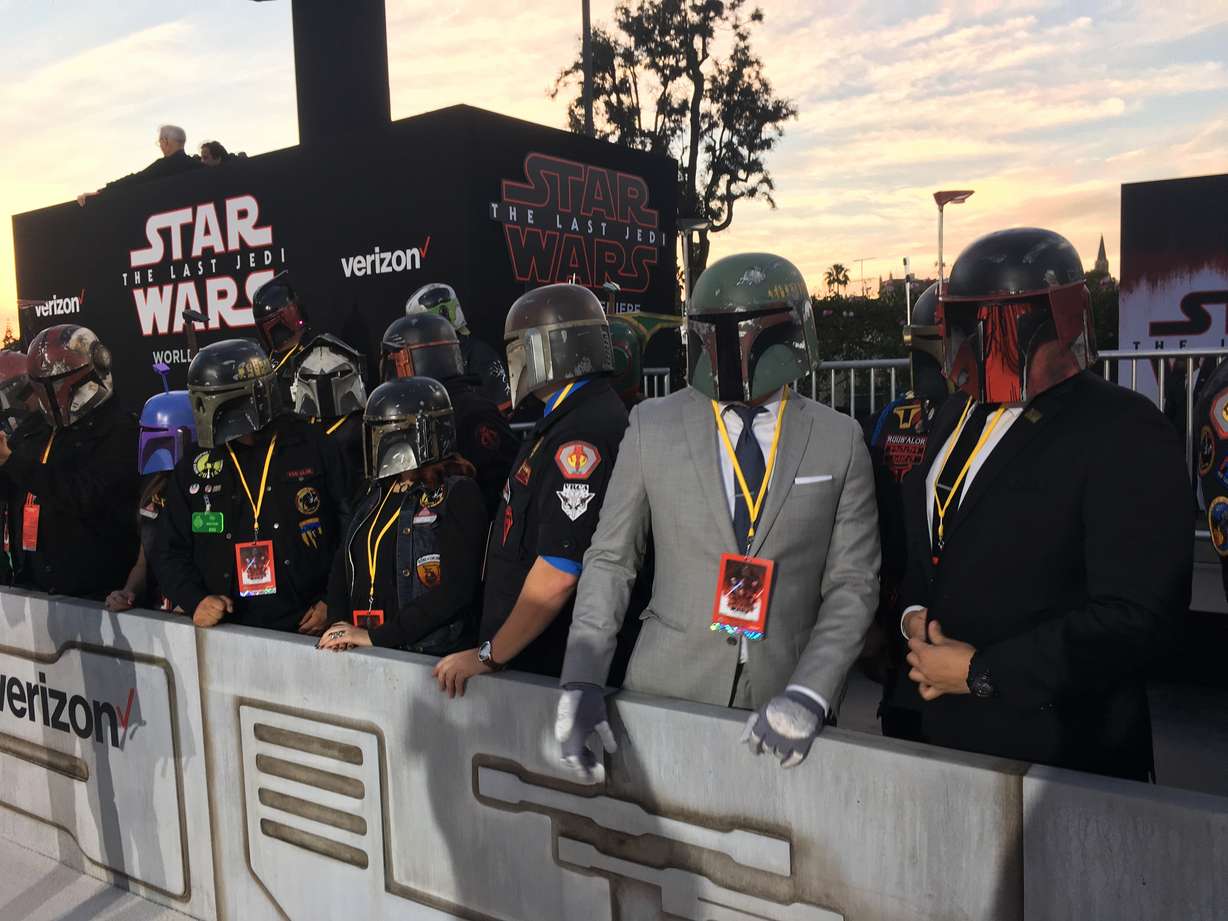 Costumed fans line up outside the premiere of "Star Wars: The Last Jedi" at the Shrine Auditorium in Los Angeles on Saturday, Dec. 9, 2017. (Photo: Nicole Evatt, AP)