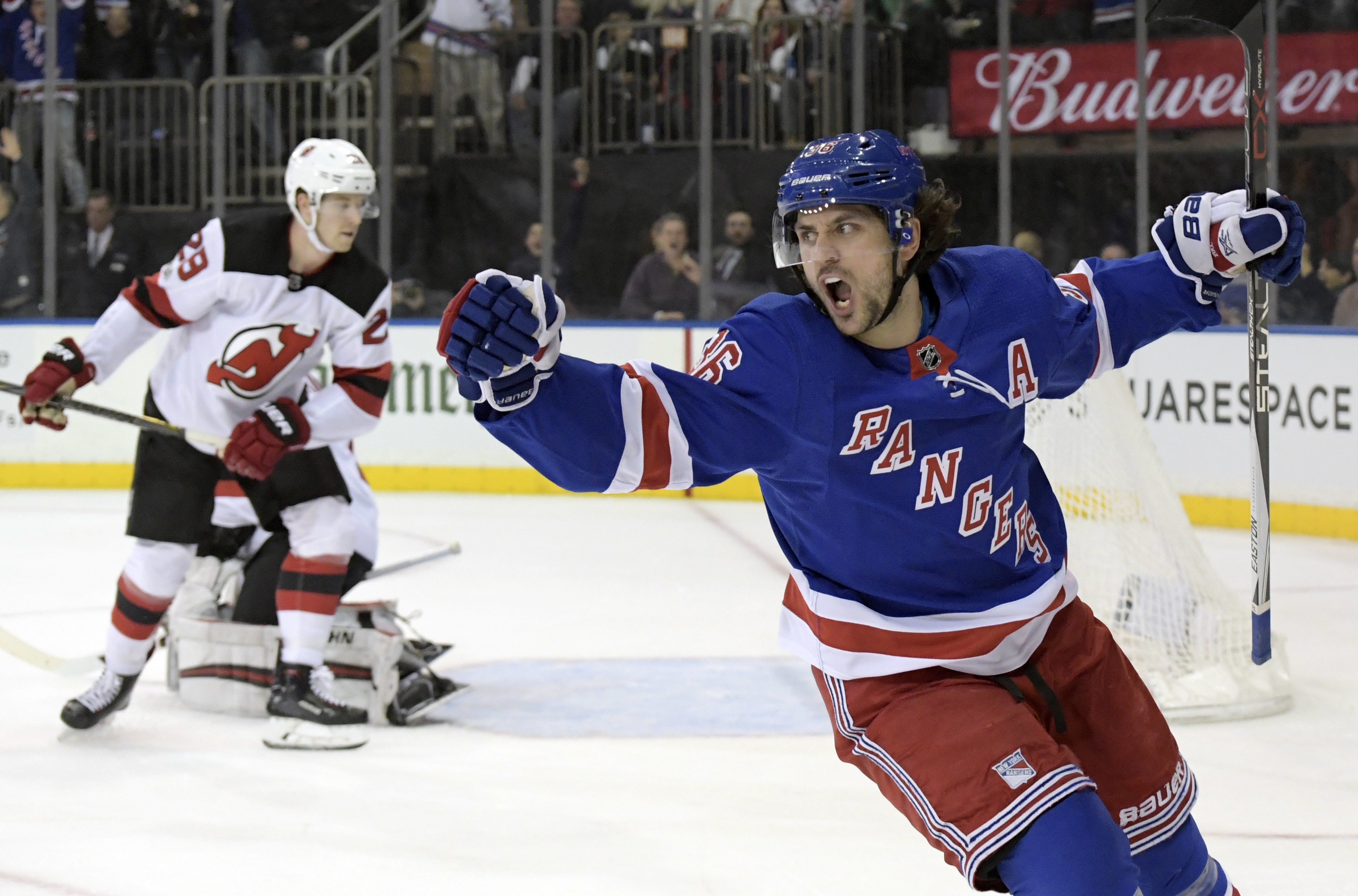 Zuccarello scores 2 to lead Rangers to 5-2 win over Devils