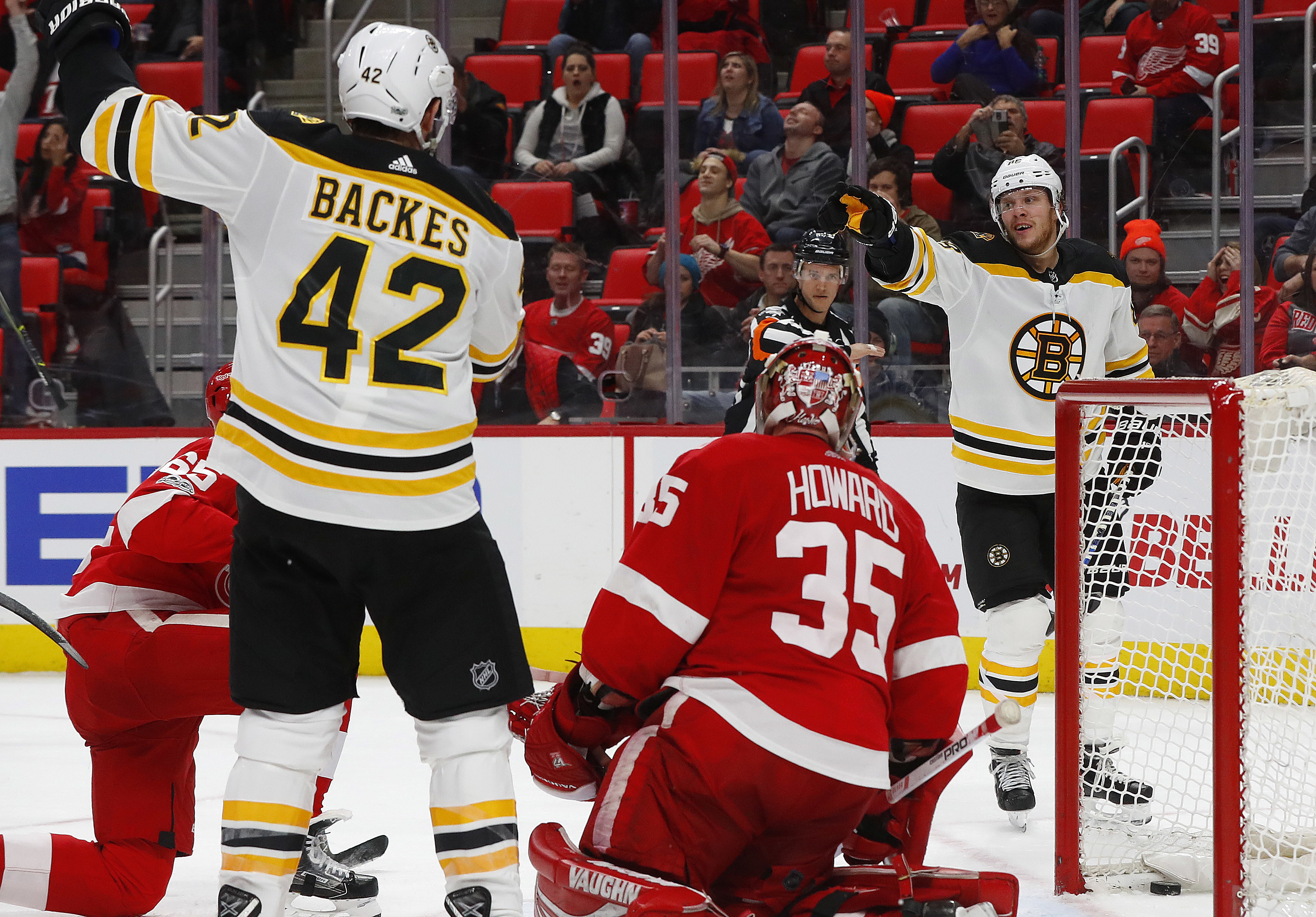 Bruins tie it late, beat Red Wings 3-2 in OT behind Marchand