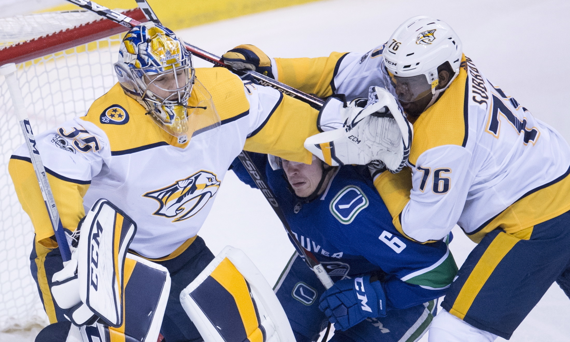Subban scores twice, Predators rout skidding Canucks 7-1