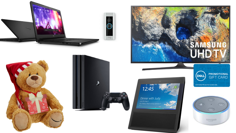 Free teddy bear with $100 Amazon gift card, Samsung 4K TV + $200 gift card for $600