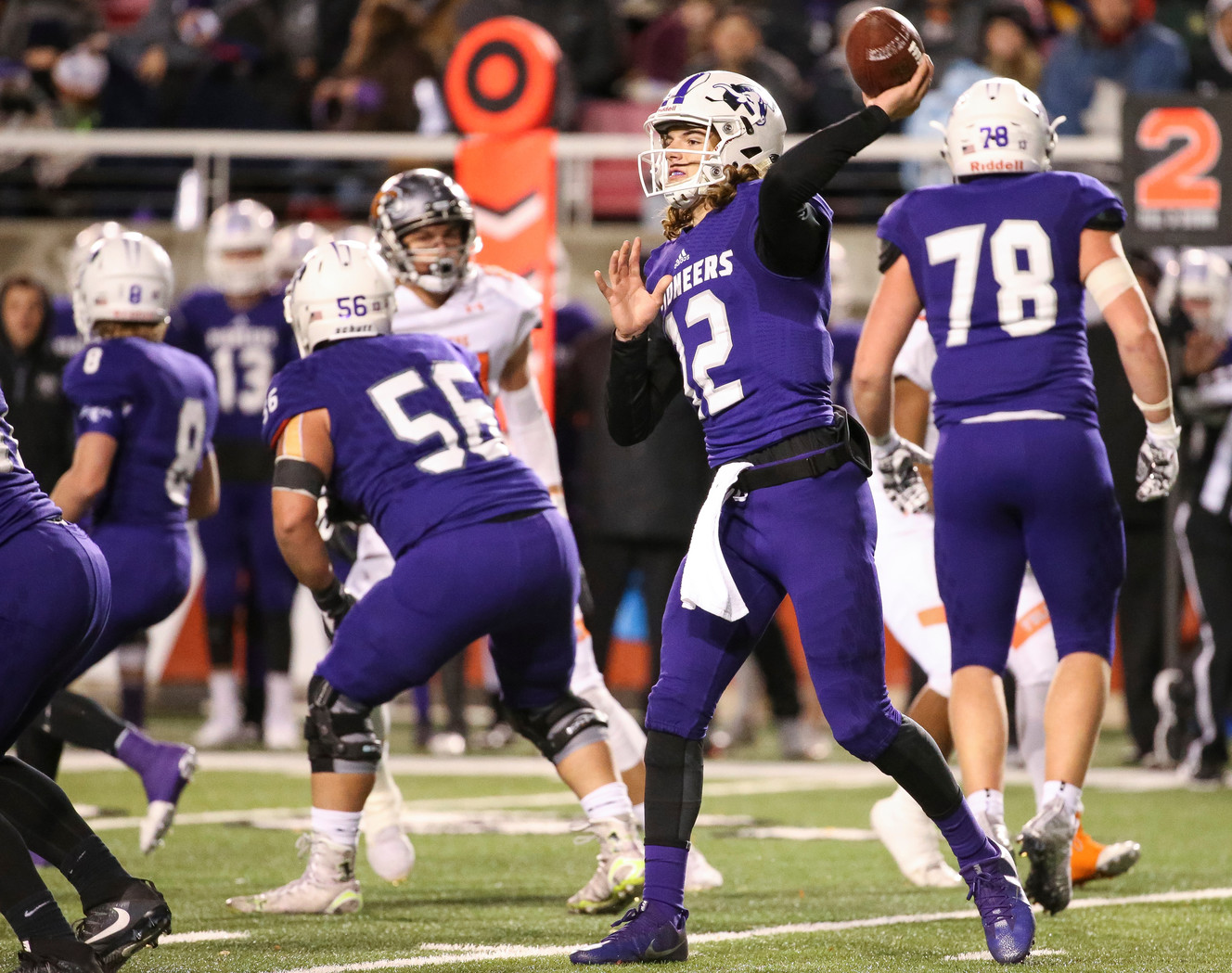 Lehi's Cammon Cooper winds up for a pass in the 5A football state championship game at Rice-Eccles Stadium in Salt Lake City on Friday, Nov. 17, 2017. (Photo: Spenser Heaps, Deseret News)
