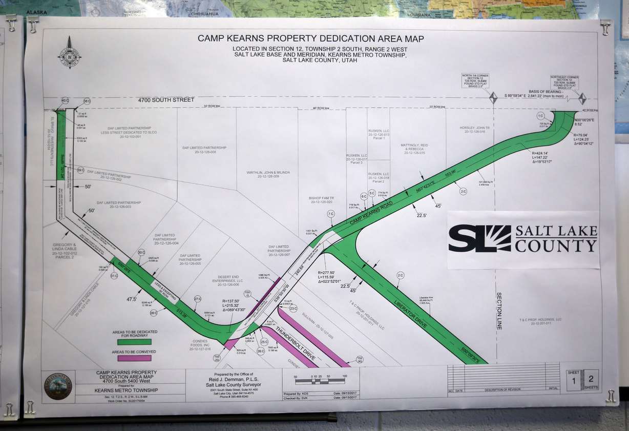 Map of a $1.9 million road project for the Camp Kearns industrial park in Kearns on Wednesday, Dec. 20, 2017. (Photo: Kristin Murphy, KSL)