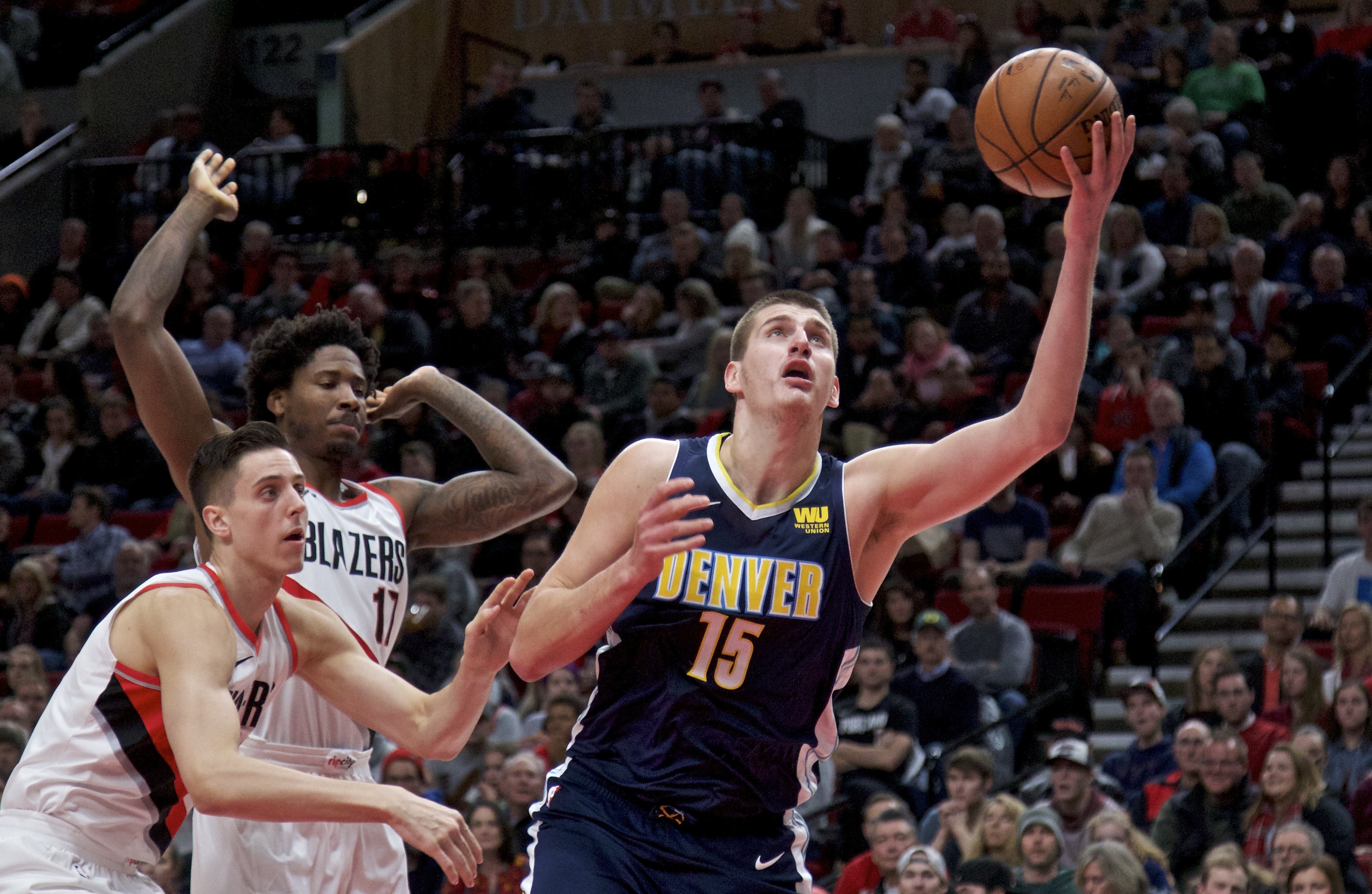 Jokic leads Nuggets to first win in Portland since 2013