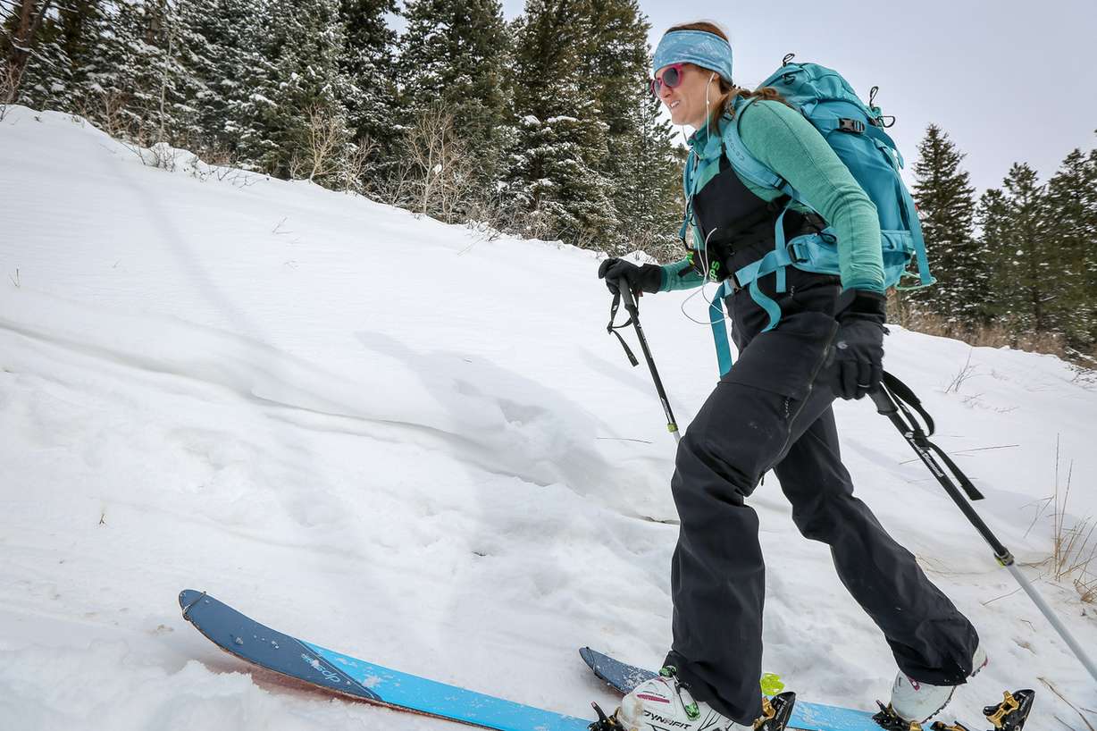 Kassie Olsen skis near Mill D North Fork in Big Cottonwood Canyon in Salt Lake on Sunday, Dec. 24, 2017. The Utah Avalanche Center has issued an avalanche watch for the Wasatch Front mountains and Logan area, noting very hazardous avalanche conditions are expected to develop overnight with the expected snowfall. (Photo: Adam Fondren, KSL)