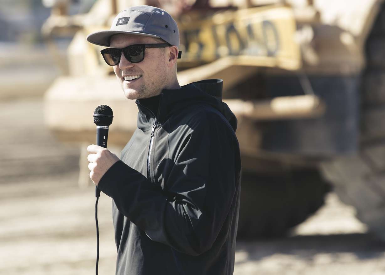 Eric Rea speaks at the groundbreaking of Podium's new headquarters, ready in August 2018. Photo: Courtesy of Podium