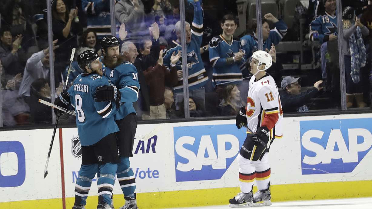 Sharks rally to beat Flames on Donskoi's shootout goal