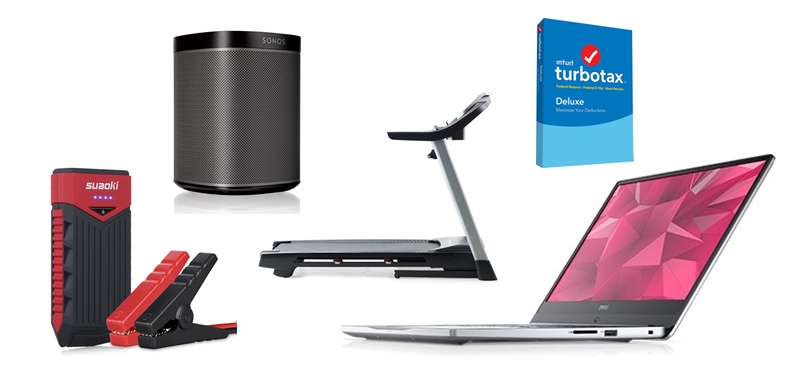 Sleek Dell Premium i7 Laptop - $600; $30 portable car jump starter; $40 TurboTax Deluxe; $140 Sonos speaker