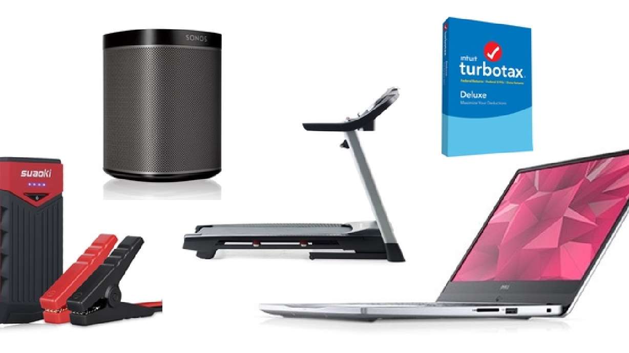 Sleek Dell Premium i7 Laptop - $600; $30 portable car jump starter; $40 TurboTax Deluxe; $140 Sonos speaker