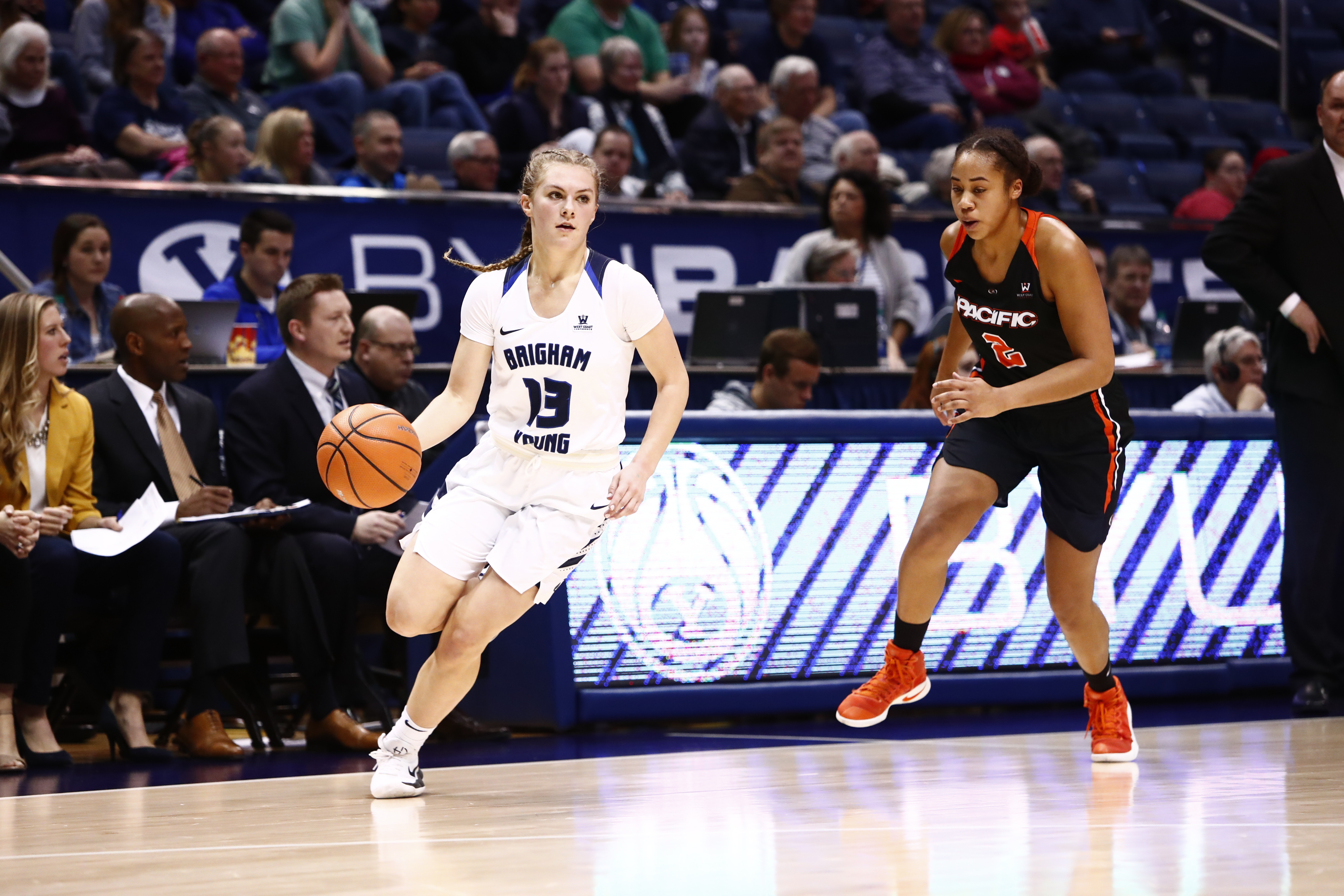 BYU freshman Paisley Johnson against Pacific during an NCAA women's basketball game, Saturday, Jan. 6, 2017 in Provo. (BYU Photo)