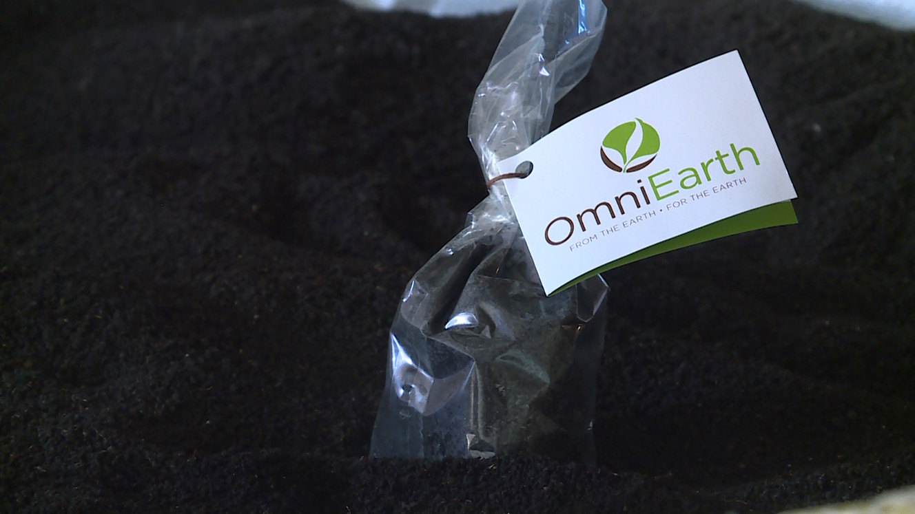 A small bag of Walker's worm droppings sits on a much larger pile of them at his Provo business on Jan. 2, 2018. (Photo: Ray Boone, KSL TV)