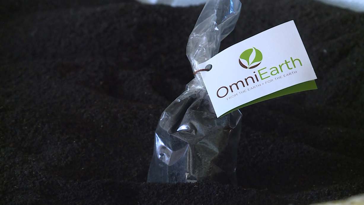 A small bag of Walker's worm droppings sits on a much larger pile of them at his Provo business on Jan. 2, 2018. (Photo: Ray Boone, KSL TV)
