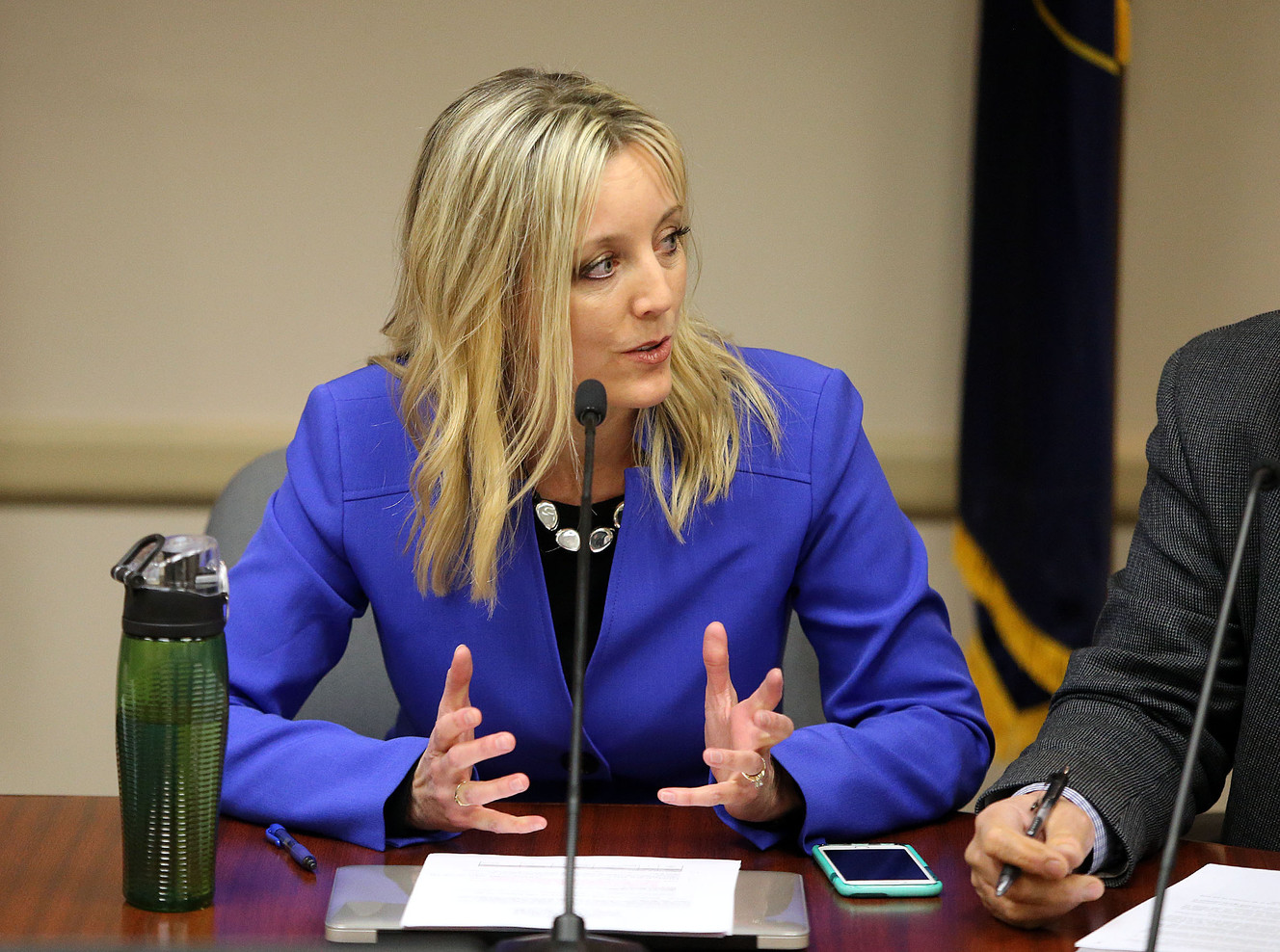 Salt Lake County Councilwoman Aimee Winder Newton conducts a council meeting at the Salt Lake County Government Center in Salt Lake City on Jan. 9, 2018. Gov. Spencer Cox has appointed her to lead a newly-created state office. 