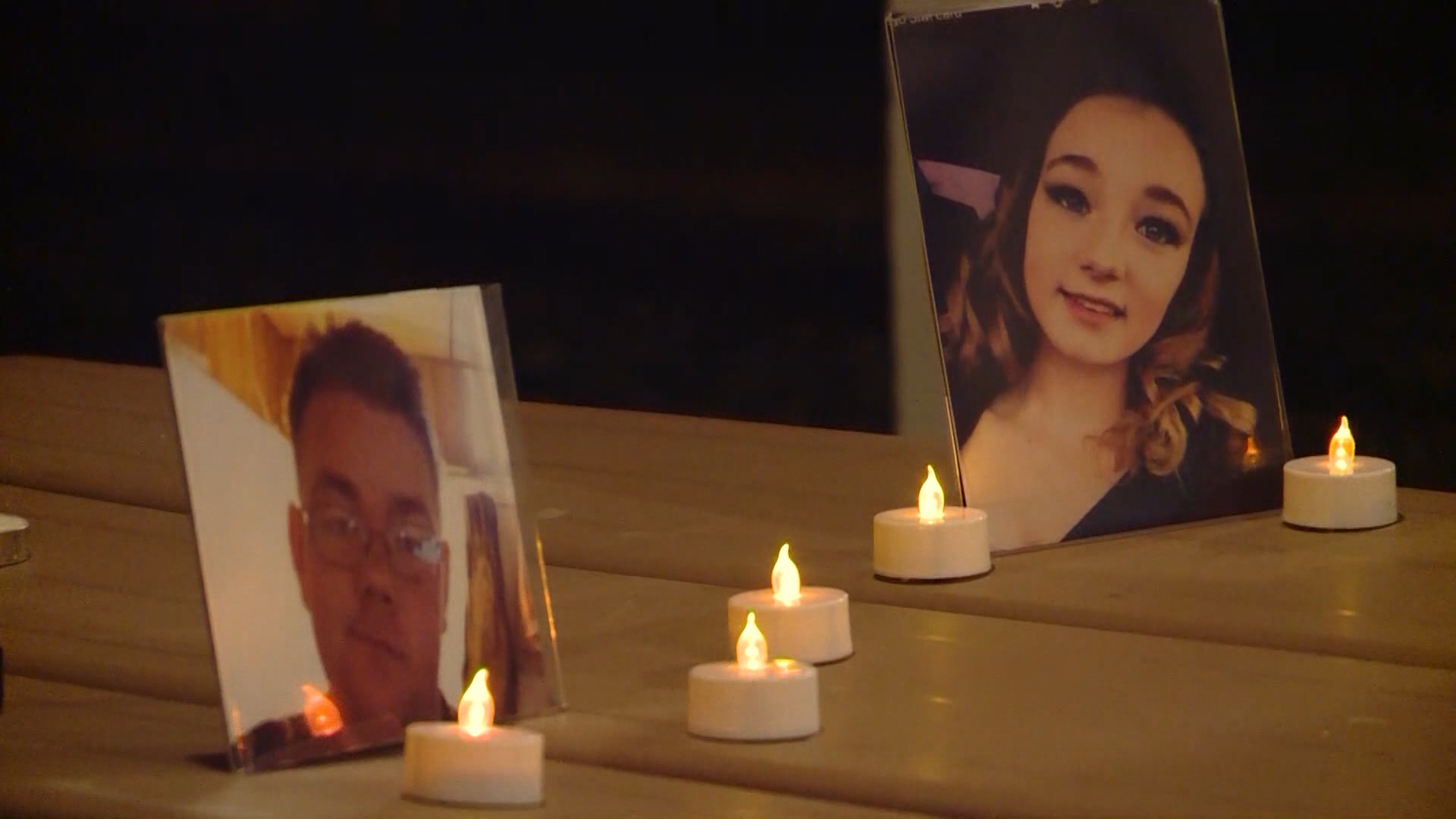Photos of Brelynne "Breezy" Otteson and Riley Powell at a vigil while police were still searching for them on Jan. 9, 2018. On Friday, a jury found Jerrod Baum guilty of two counts of aggravated murder in their deaths.