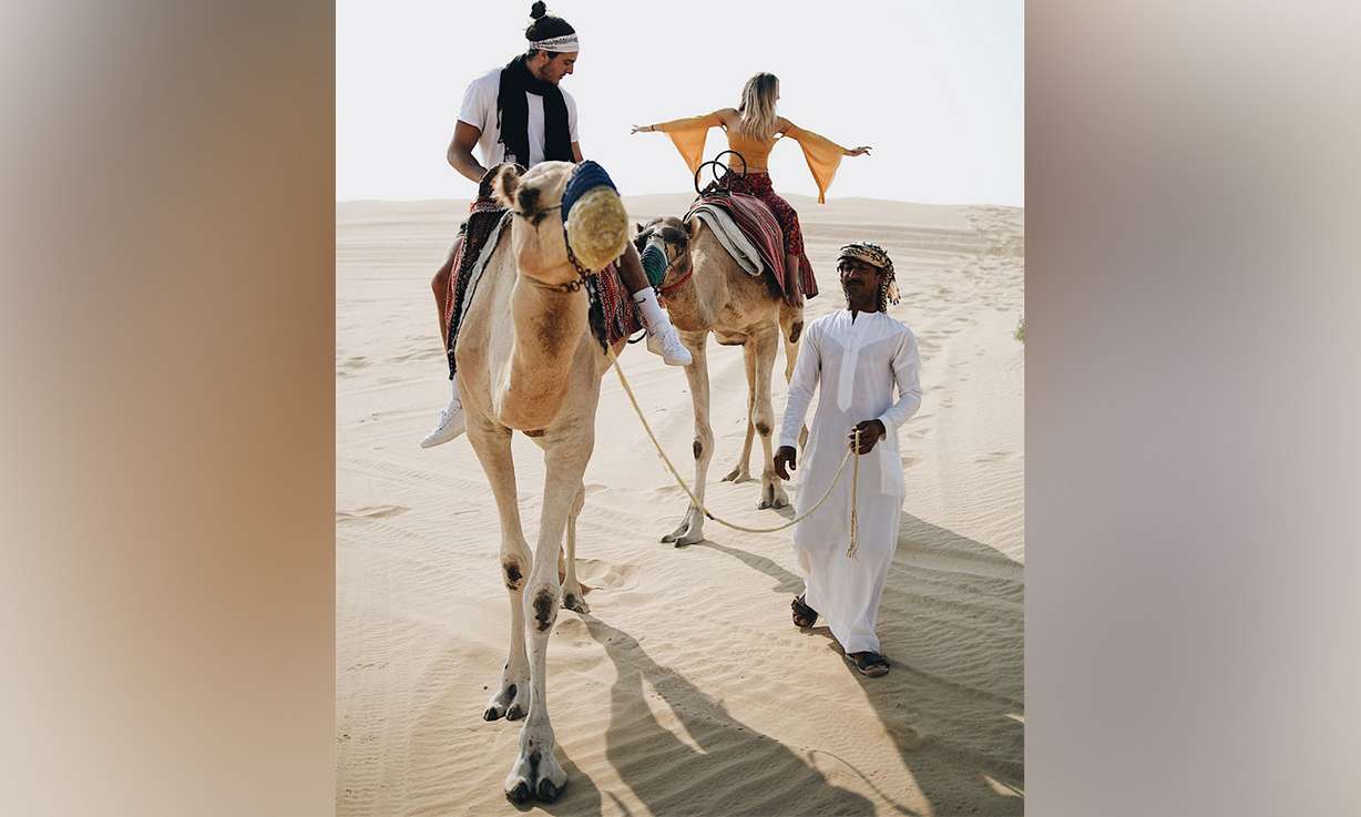 Landon Roberts and Indy Severe on one of their previous vacations. The Utah, who travel often, are the leading vote-getters in a contest for a job documenting adventures in Cancun, Mexico. (Photo Courtesy Landon Roberts)