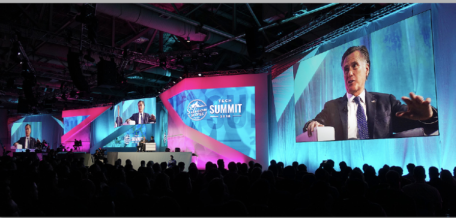 Mitt Romney speaks at the Silicon Slopes Tech Summit in Salt Lake City. Photo: Ravell Call, Deseret News