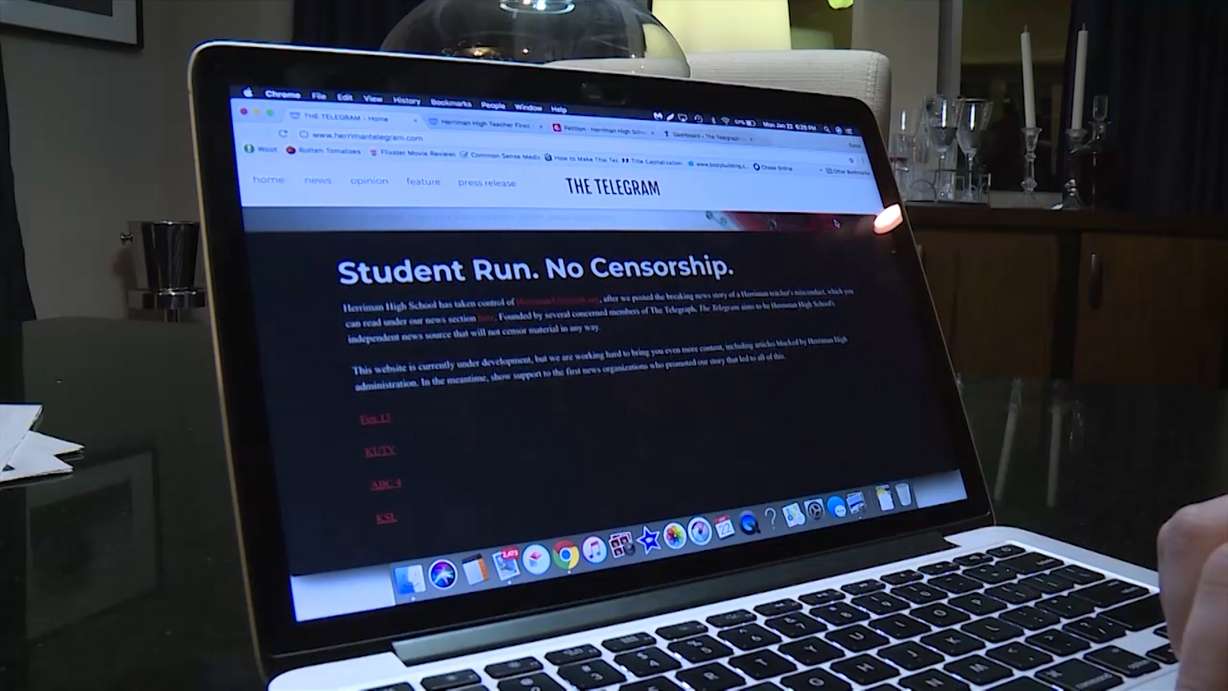 Herriman High Telegraph editor-in-chief Max Gordon and reporter Conor Spahr created their own website after Jordan School District officials took their article about a former teacher off the school newspaper's website last week. (Photo: Adam Sotelo, KSL TV)