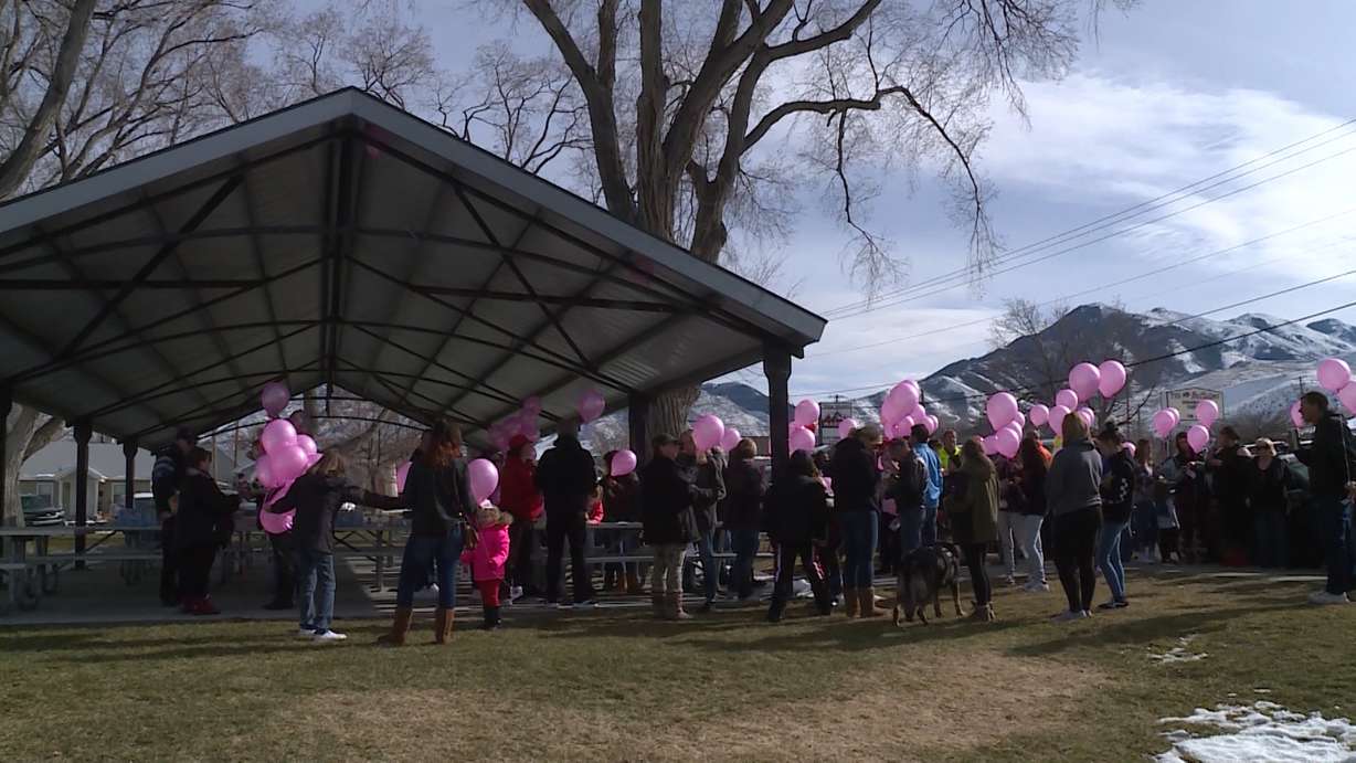 Friends and family of missing teen Brelynne "Breezy" Otteson gathered at Tooele City Park on Jan. 27, 2018, for a balloon release in honor of her 18th birthday. (Photo: Ray Boone, KSL TV)