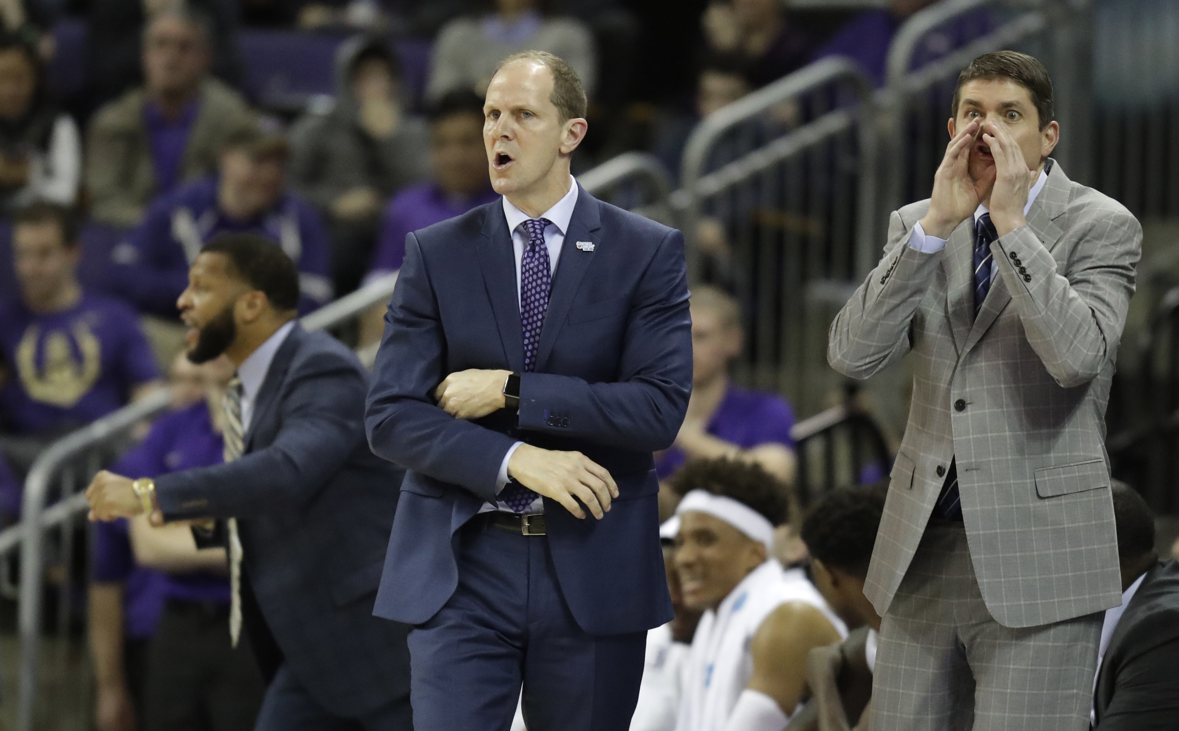 Dave Rice is pictured here as an assistant coach to Washington's Mike Hopkins during a Pac-12 men's basketball game, Jan. 31, 2018 in Seattle, Washington.