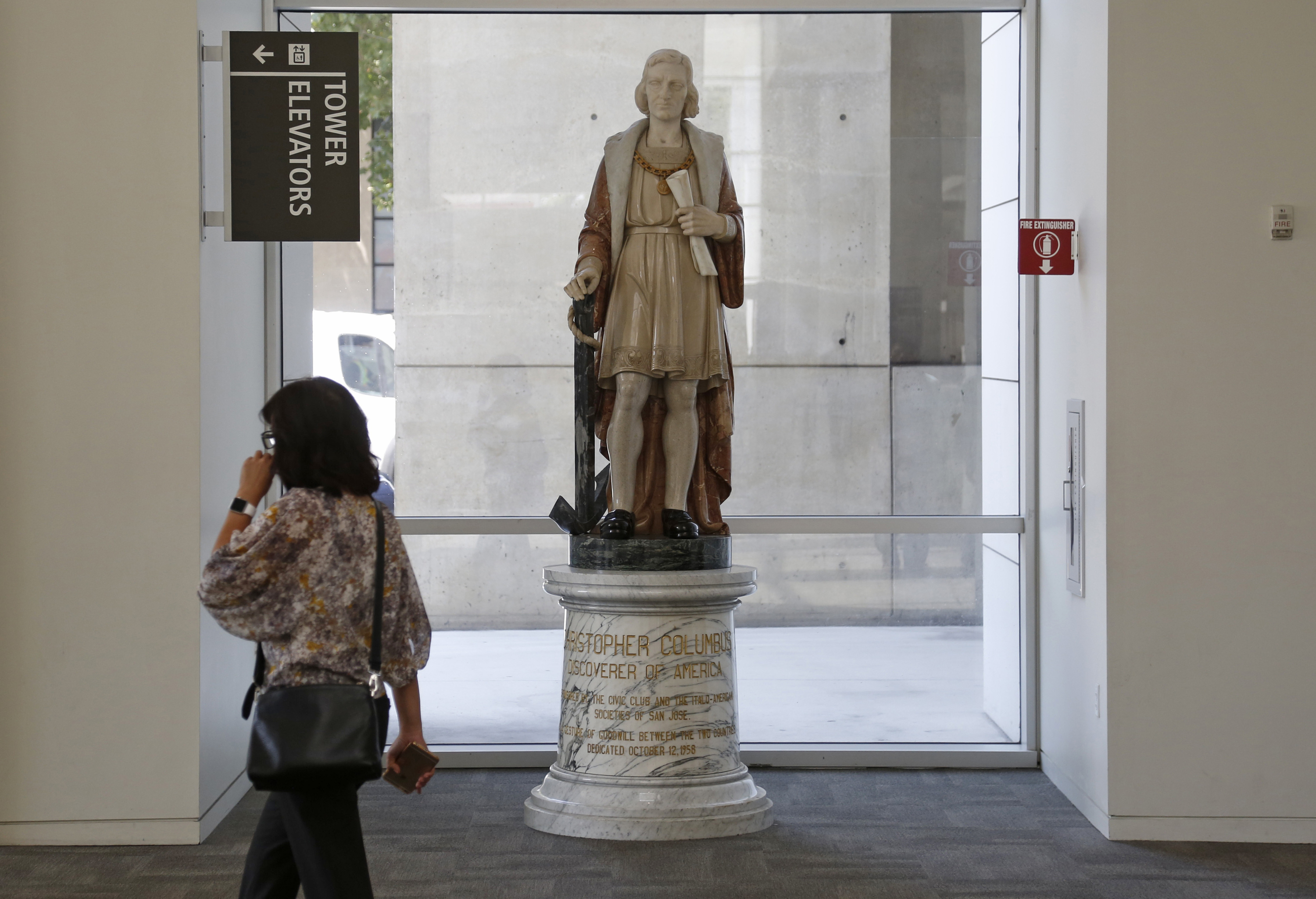 Columbus statue to be booted from Silicon Valley city hall
