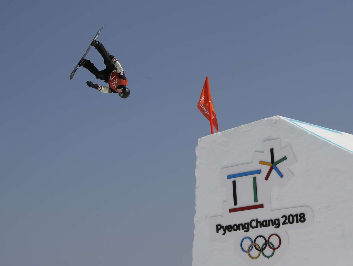 Max Parrot, of Canada, trains ahead of the 2018 Winter Olympics in Pyeongchang, South Korea, Thursday, Feb. 8, 2018. (AP Photo/Kin Cheung)