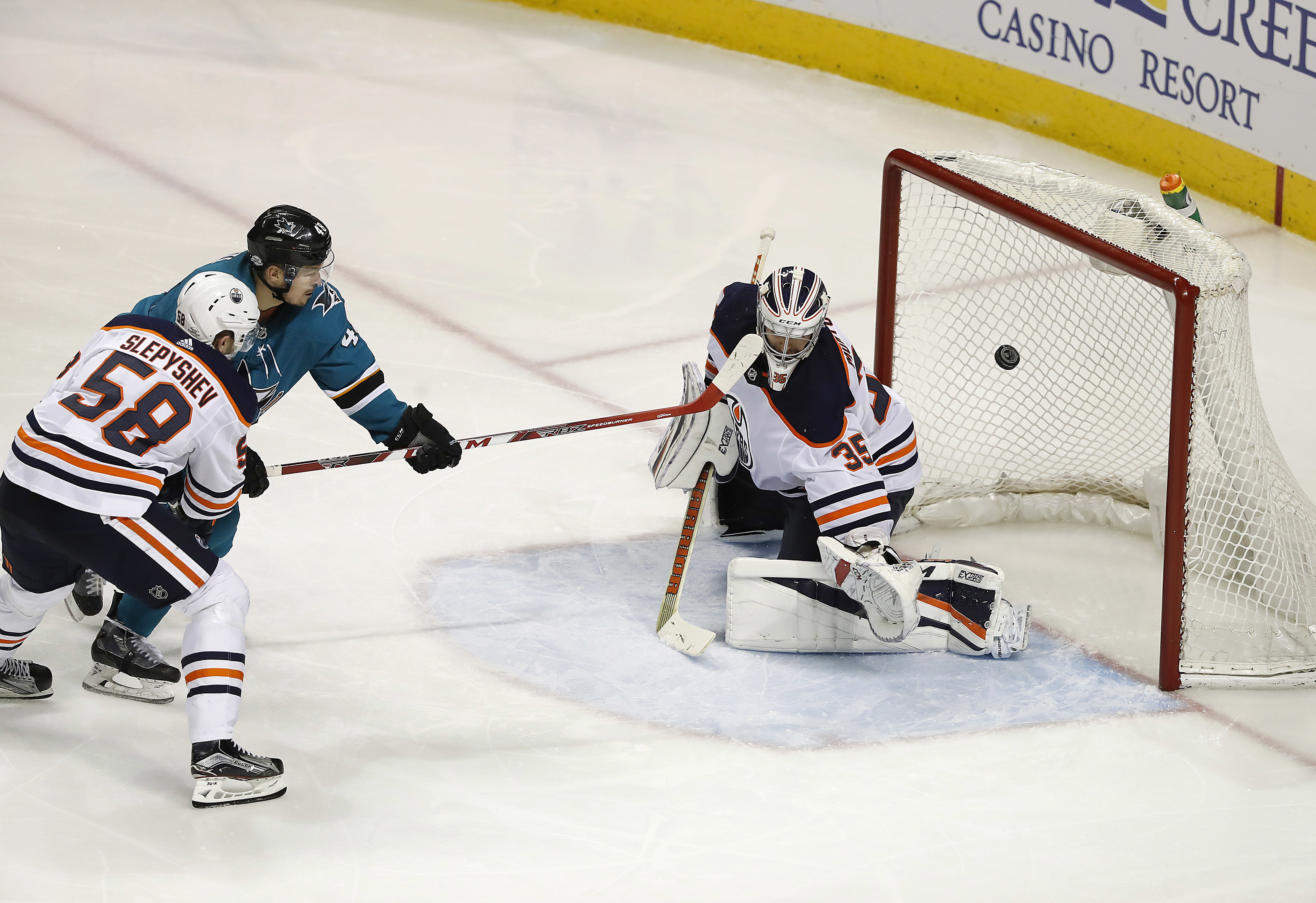 Ryan scores his first 2 in NHL, Sharks beat Oilers 6-4