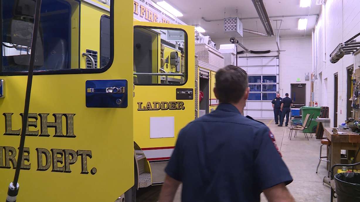 Captain Randy Harding strolls through the garage at the Lehi Fire Department on January 30, 2018. (Photo: Ray Boone, KSL TV)
