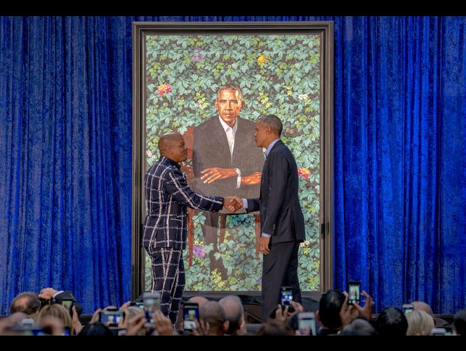 The Latest: Obama: Working with artist on a portrait a \'joy\'