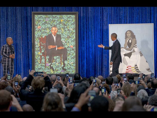 The Latest: Obama: Working with artist on a portrait a \'joy\'