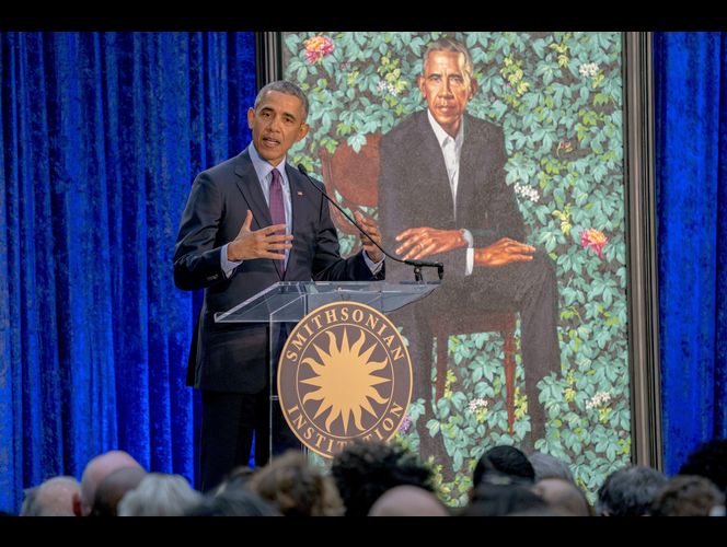 The Latest: Obama: Working with artist on a portrait a \'joy\'