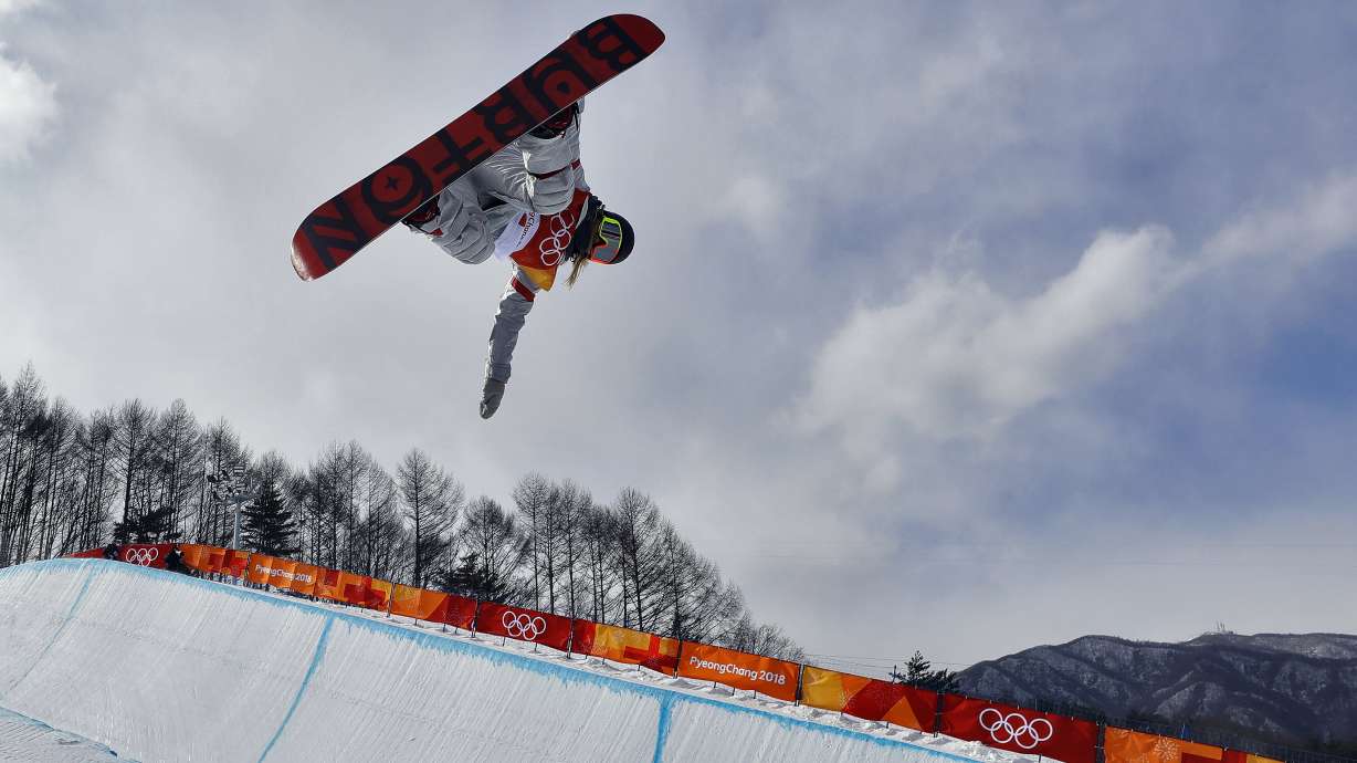 Kim competes for halfpipe gold at the Pyeongchang Olympics