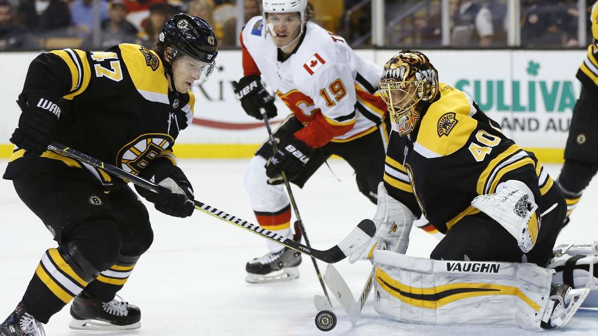 Bergeron, Nash leads Bruins past Flames 5-2