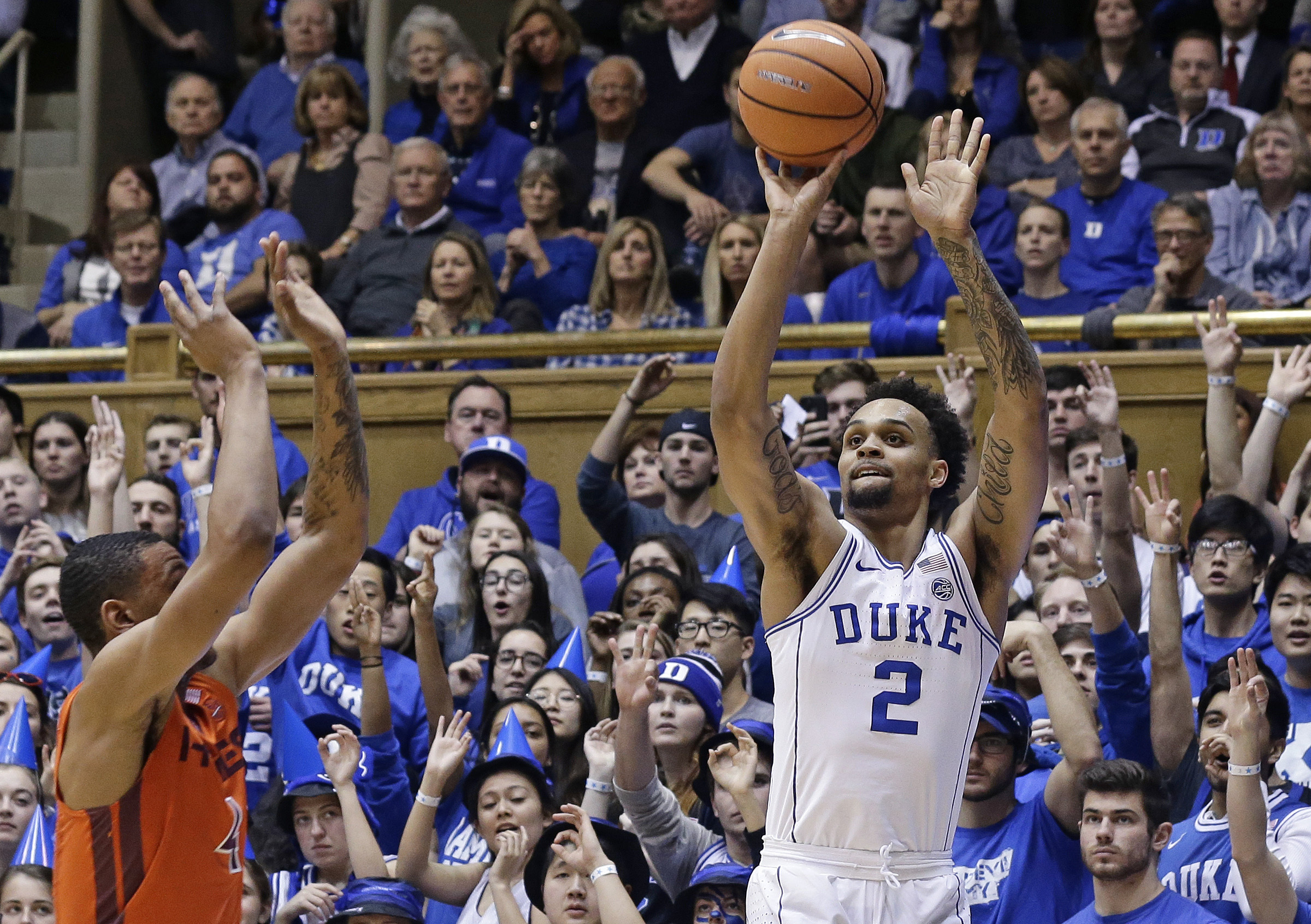 Allen, No. 12 Duke beat Virginia Tech 74-52 without Bagley