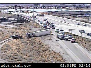 Semitrailer rollover temporarily closes I-15 ramp in Salt Lake City