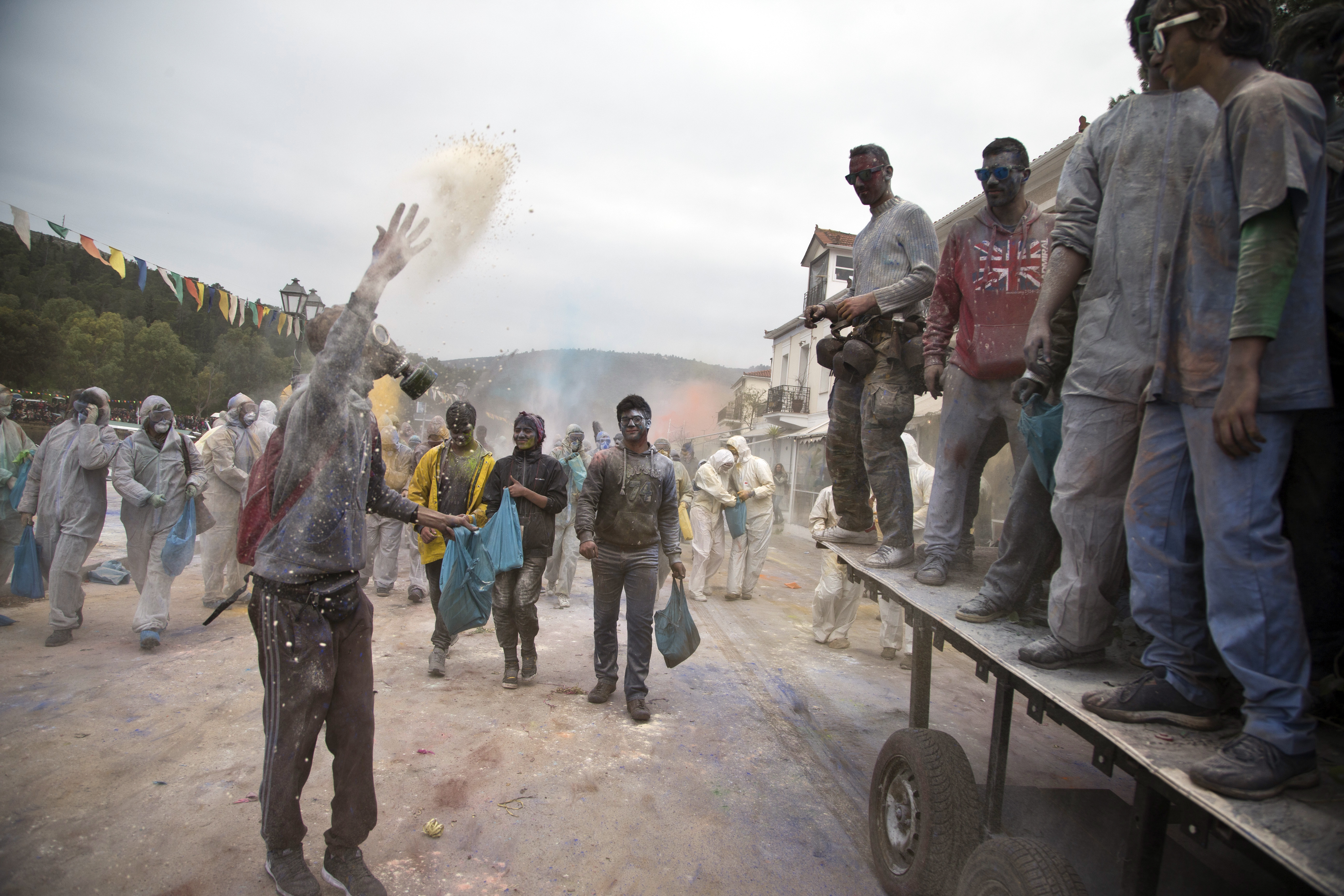Greek carnival celebrations get a little flour power