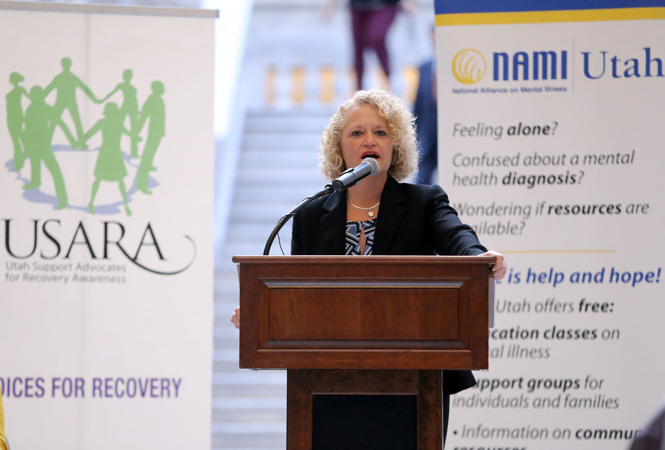 Salt Lake City Mayor Jackie Biskupski speaks at a Rally for Recovery at the Capitol in Salt Lake City on Tuesday, Feb. 20, 2018. (Photo: Kristin Murphy, KSL)