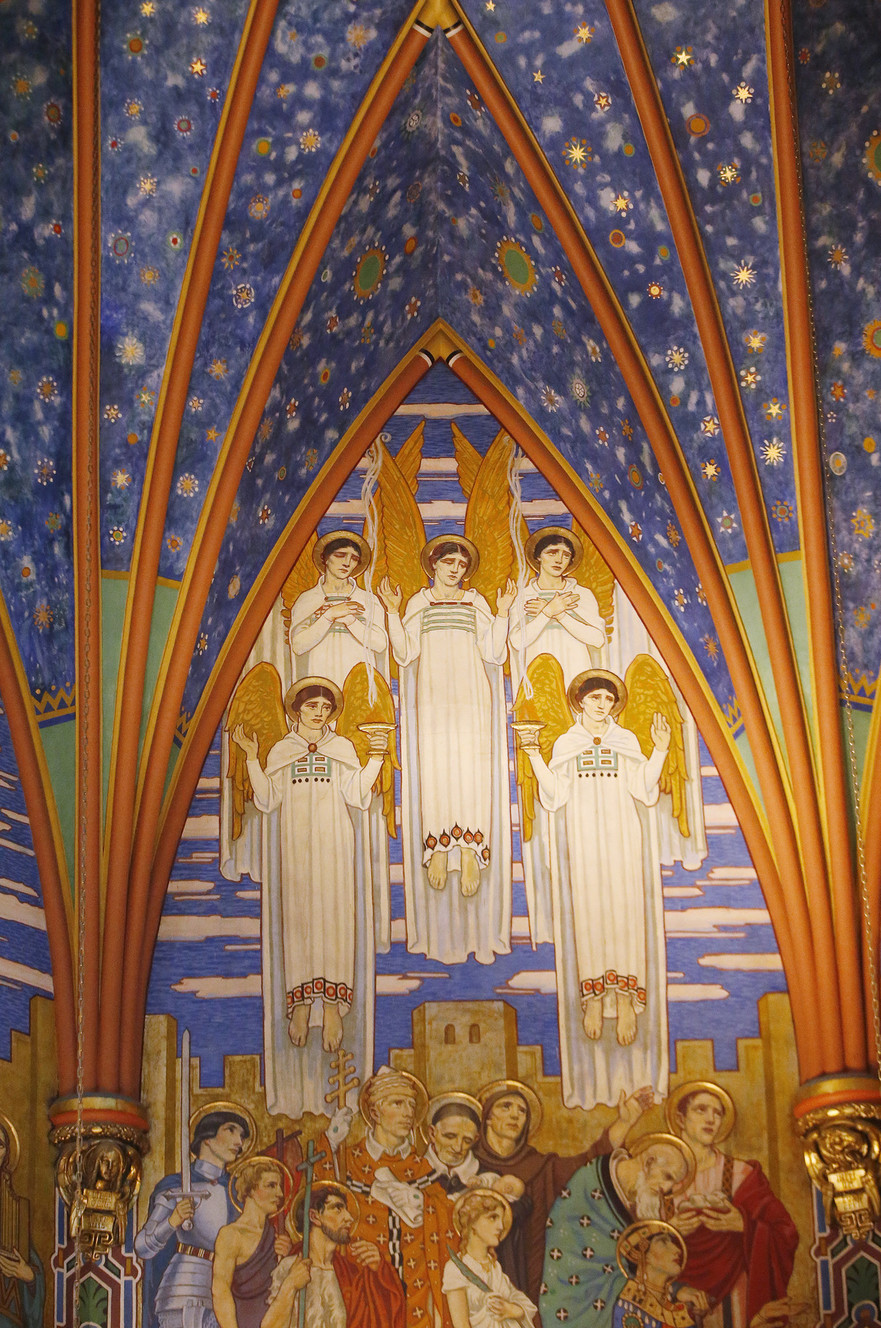 A mural in Cathedral of the Madeleine in Salt Lake City is pictured on Wednesday, Feb. 21, 2018. Wednesday marked the 25th anniversary of the cathedral’s rededication, and following the Mass, students and faculty of the Madeleine Choir School presented Monsignor M. Francis Mannion with the Legacy of Service Award, acknowledging his efforts and years of work that have transformed the cathedral and its ministries. (Photo: Jeffrey D. Allred, KSL)