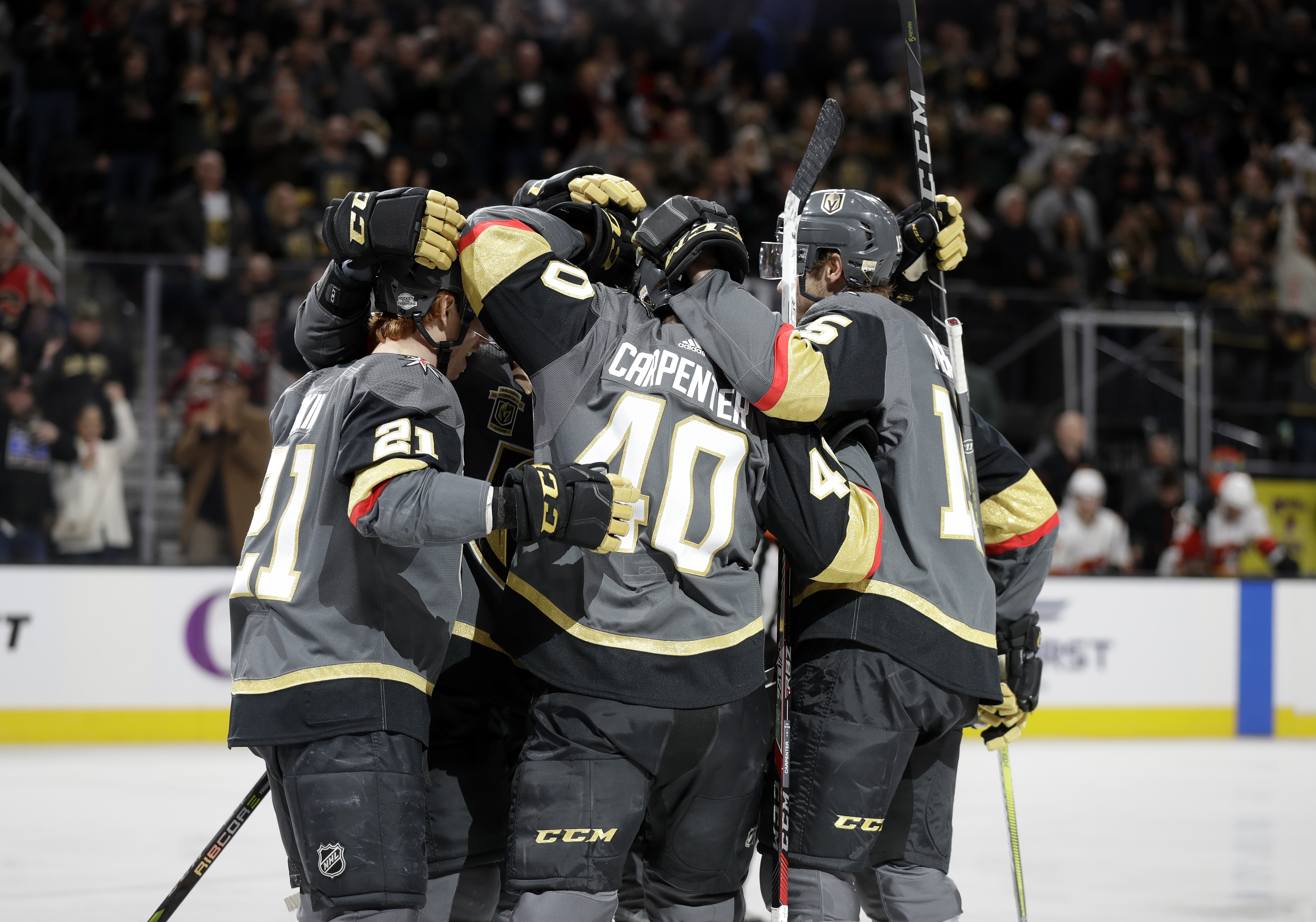 Tuch gets tiebreaker in 2nd, Golden Knights beat Flames 7-3