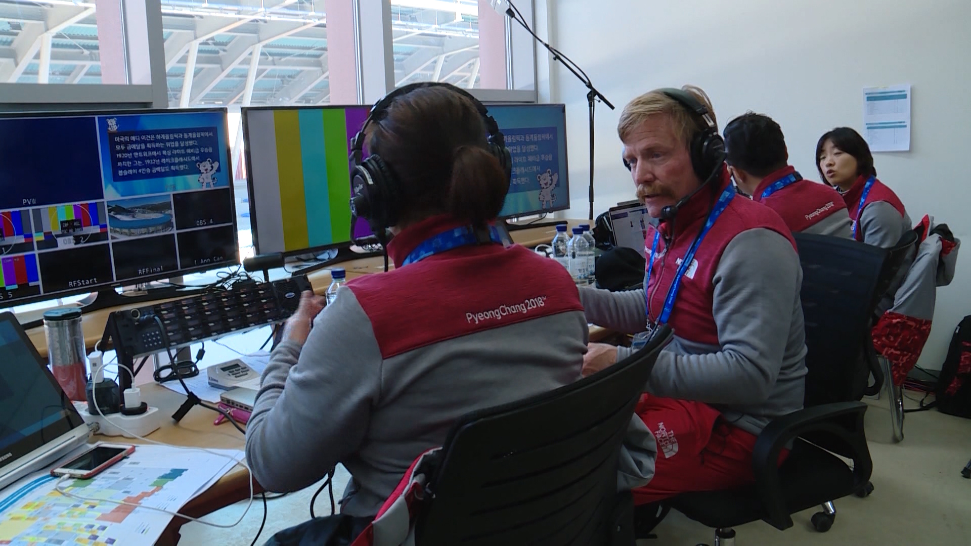 For the sixth time, Carl Roepke (second from the left), from Park City, was chosen to be the English voice for an Olympic venue. (Photo: KSL TV)