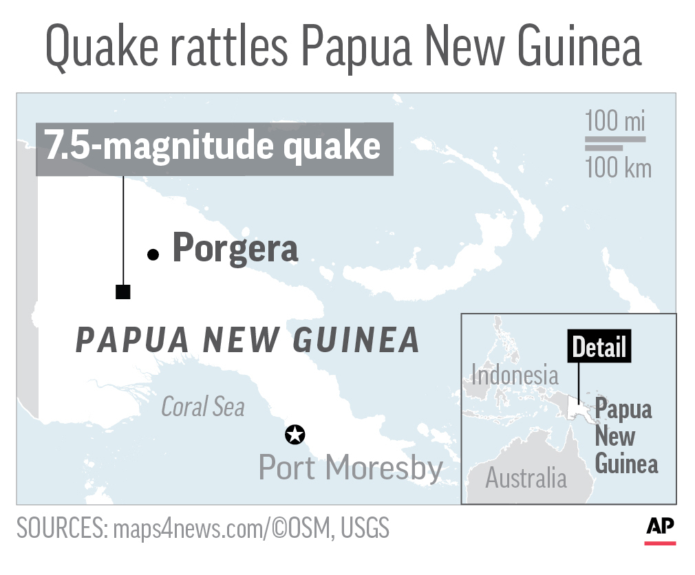 The Latest: Quake causes damage in Indonesia's Papua