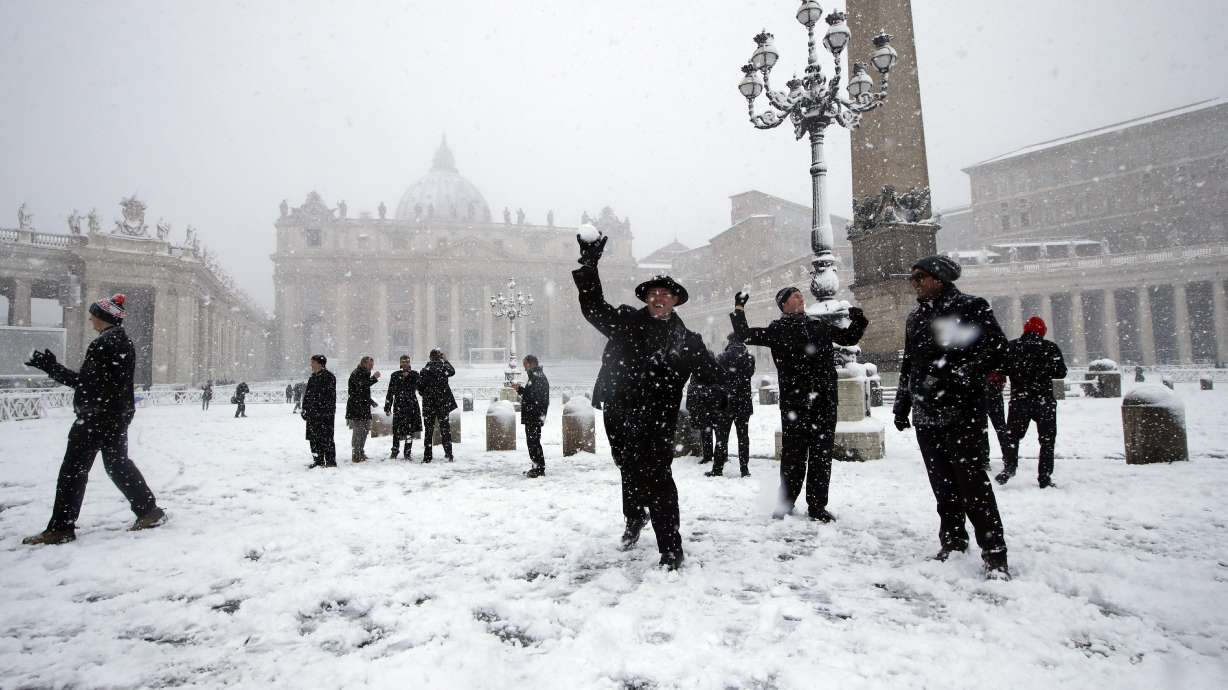 Rome blanketed by snow as Arctic storm sets seasonal records