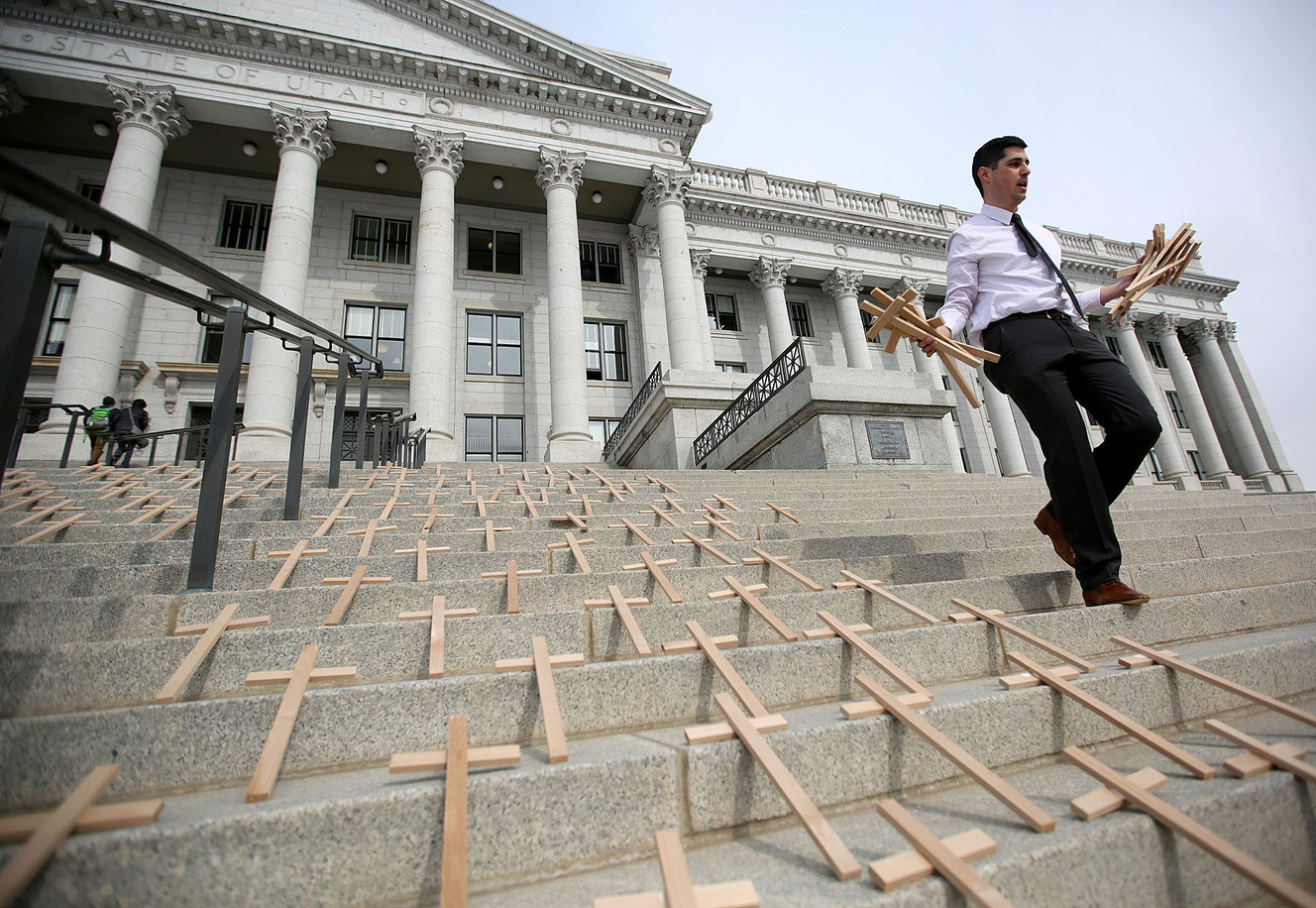Group places crosses at Capitol to remember school shooting victims