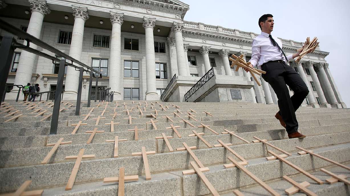 Group places crosses at Capitol to remember school shooting victims