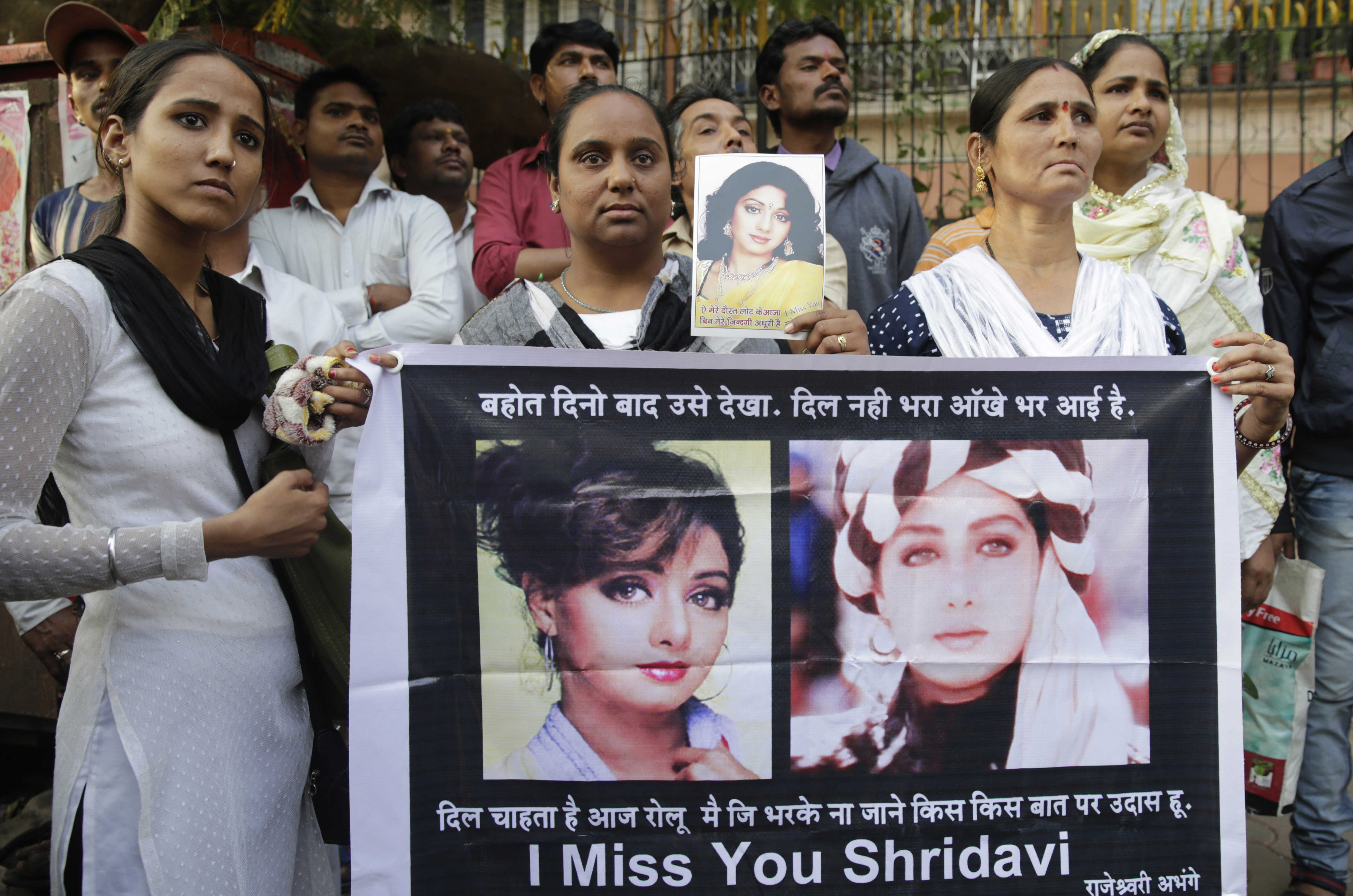 Bollywood mourners grieve for Sridevi, star of '80s and '90s