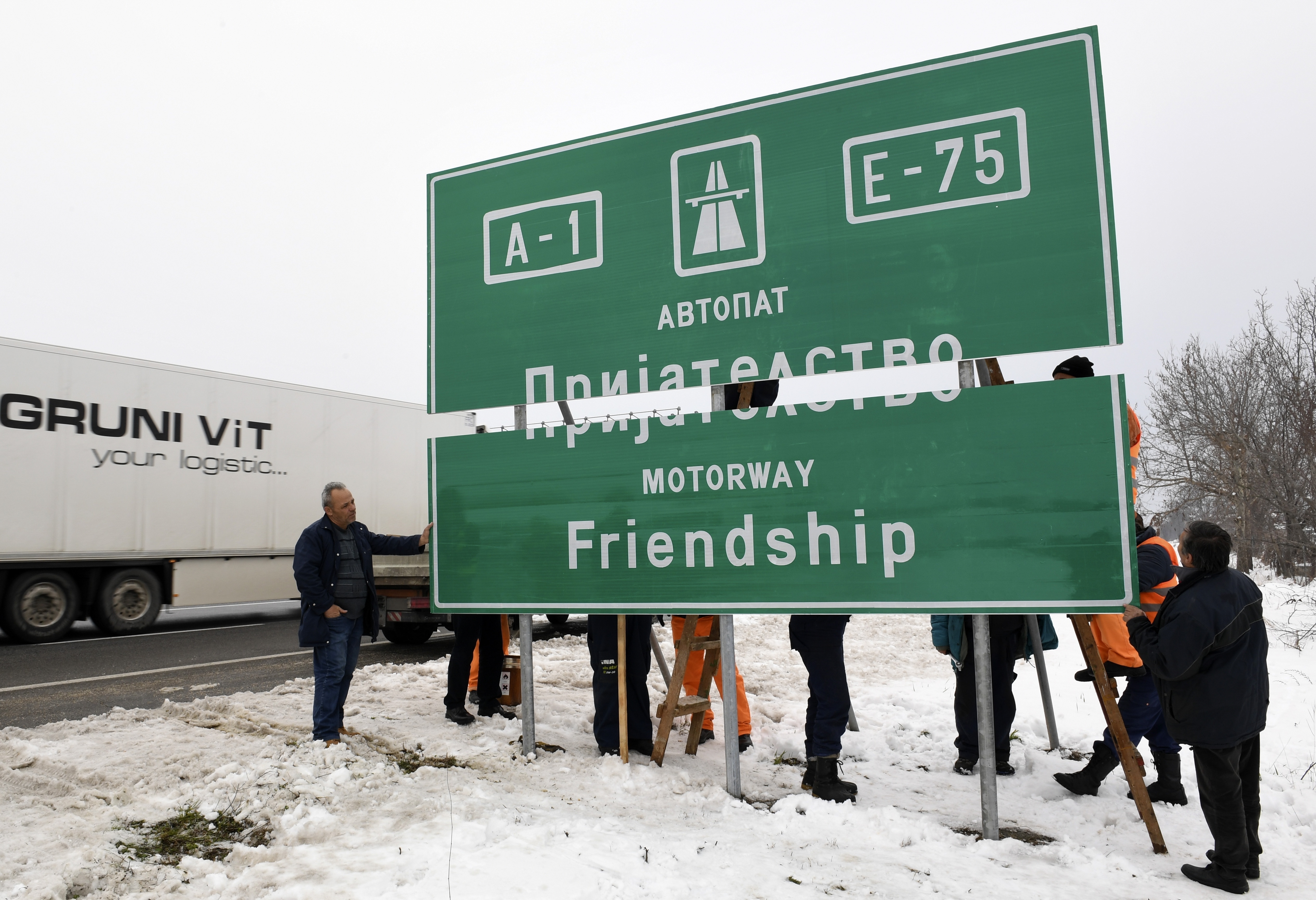 Goodbye, Alexander: Macedonia highway gets new name signs