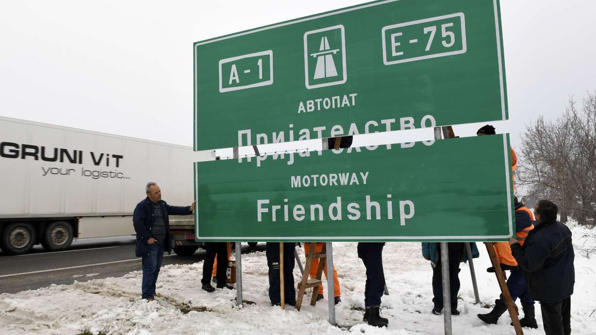 Goodbye, Alexander: Macedonia highway gets new name signs