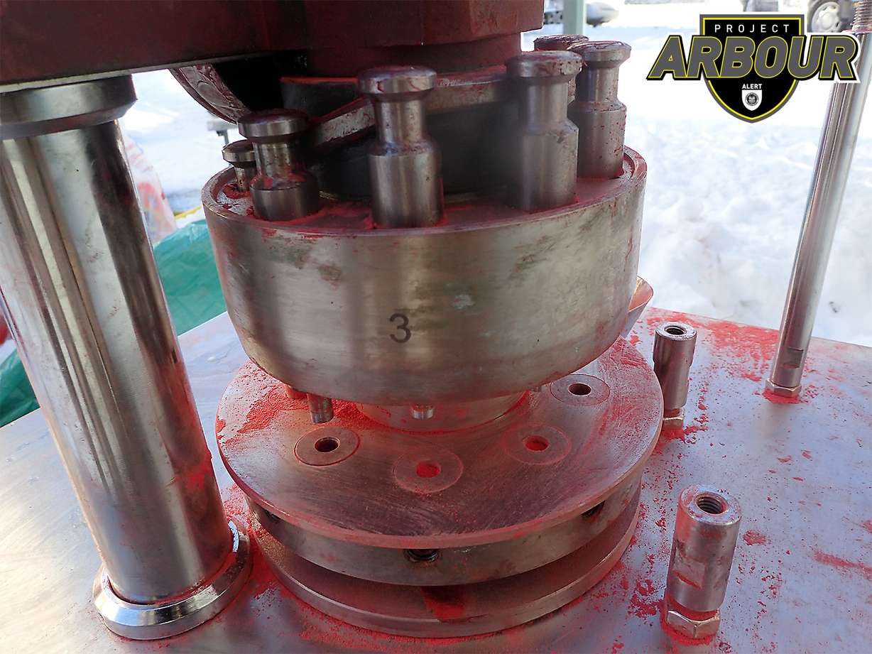 A pill press seized during a yearlong investigation between the U.S. Drug Enforcement Administration, Alberta Law Enforcement Response Teams and Calgary police. (Photo: Alberta Law Enforcement Response Teams)