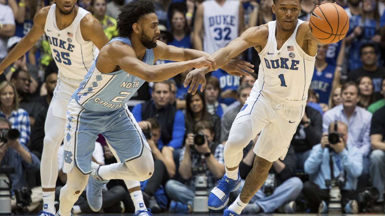 Bagley's big 2nd half leads No. 5 Duke past No. 9 UNC, 74-64